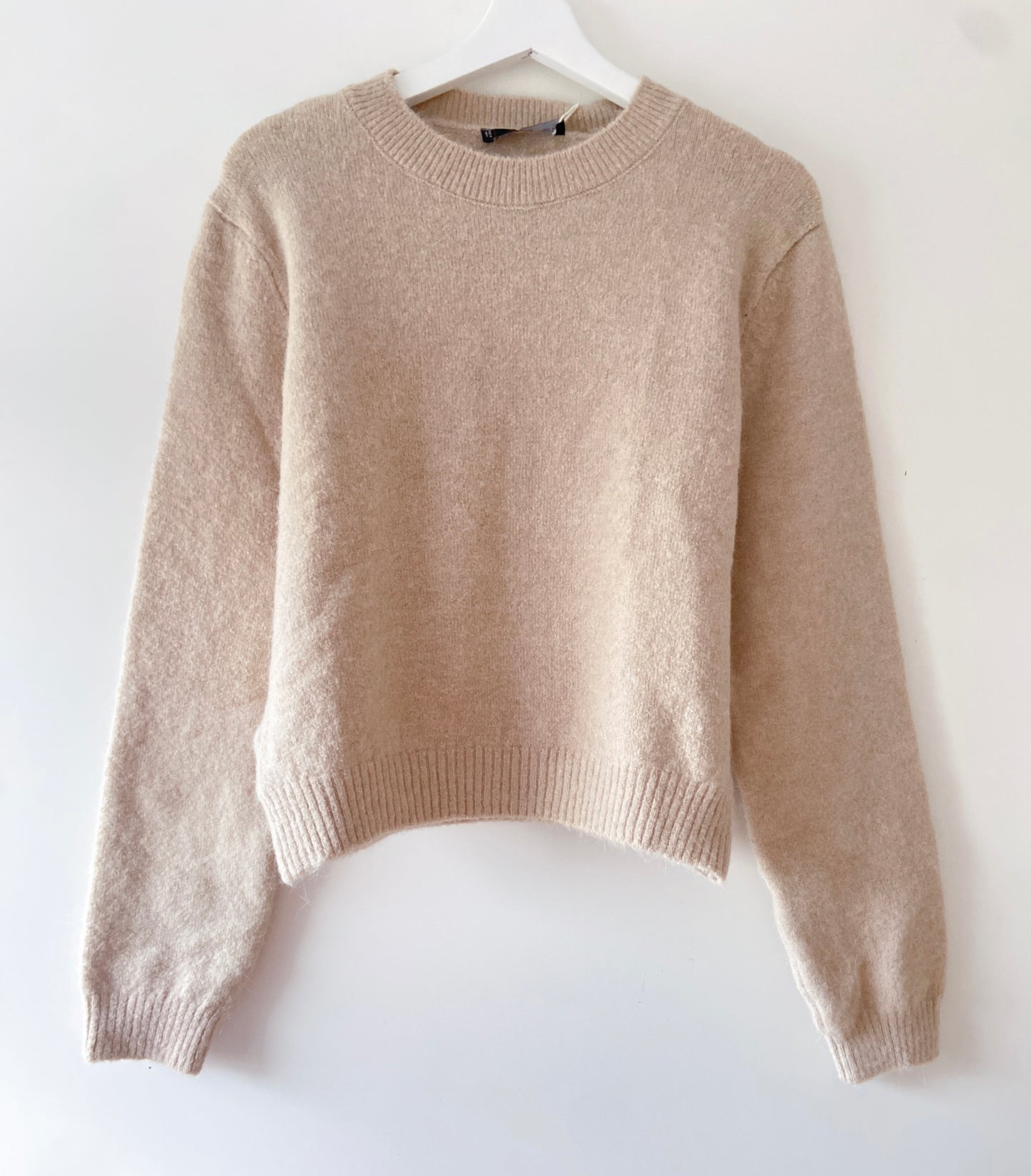 Pull en laine tricoté beige Mango