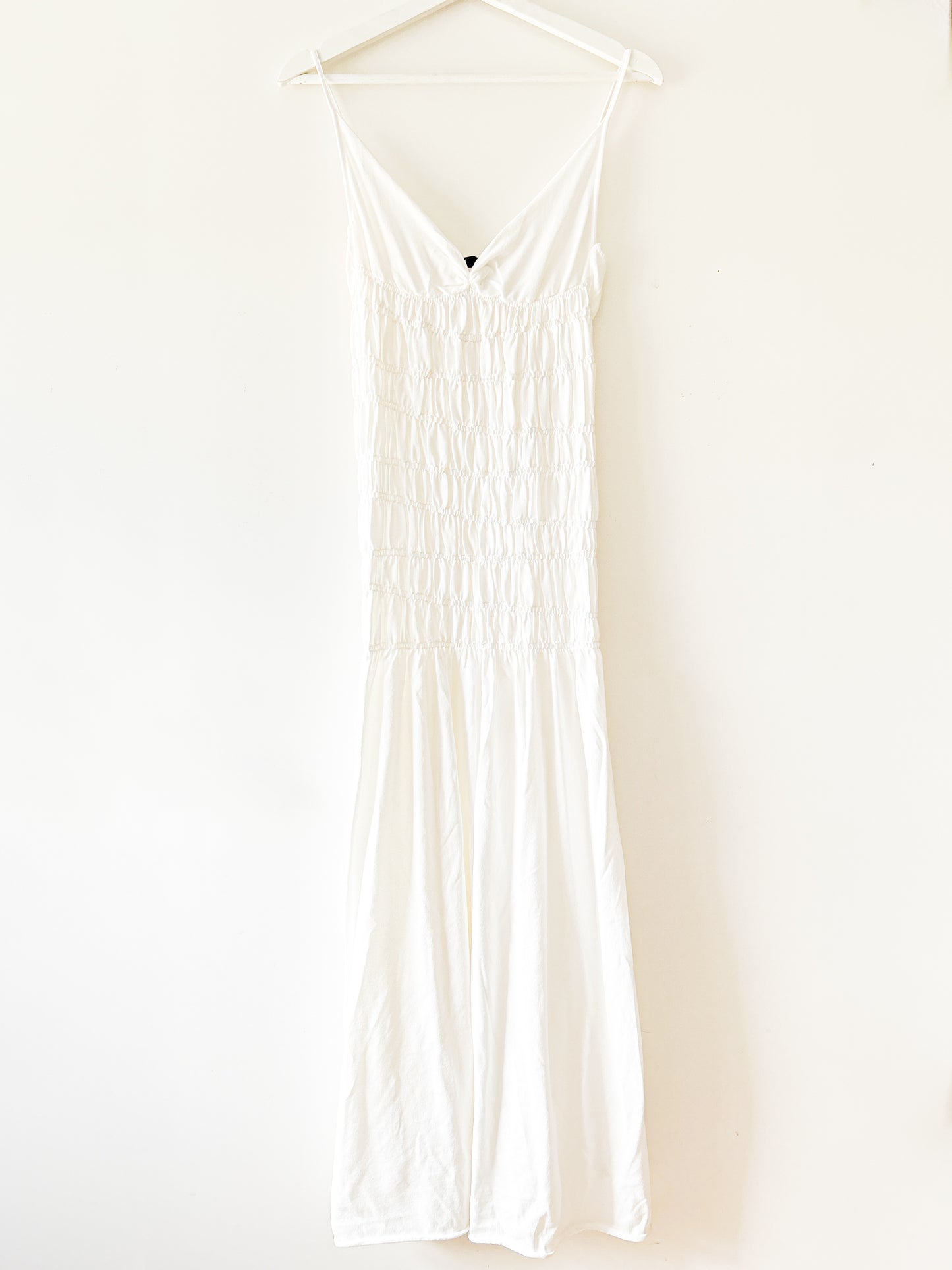 Robe longue blanche extensible à côtes Zara