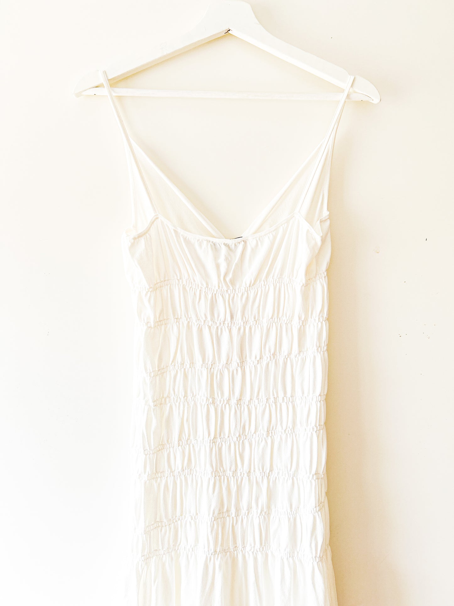 Robe longue blanche extensible à côtes Zara