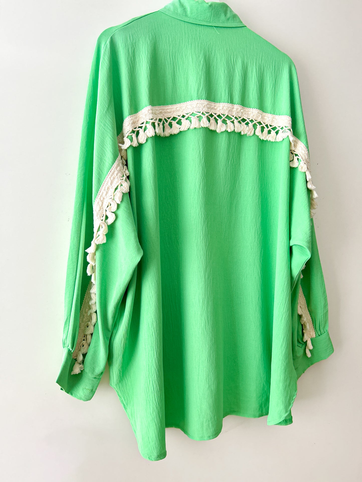 Neon-groene oversized blouse met borduur
