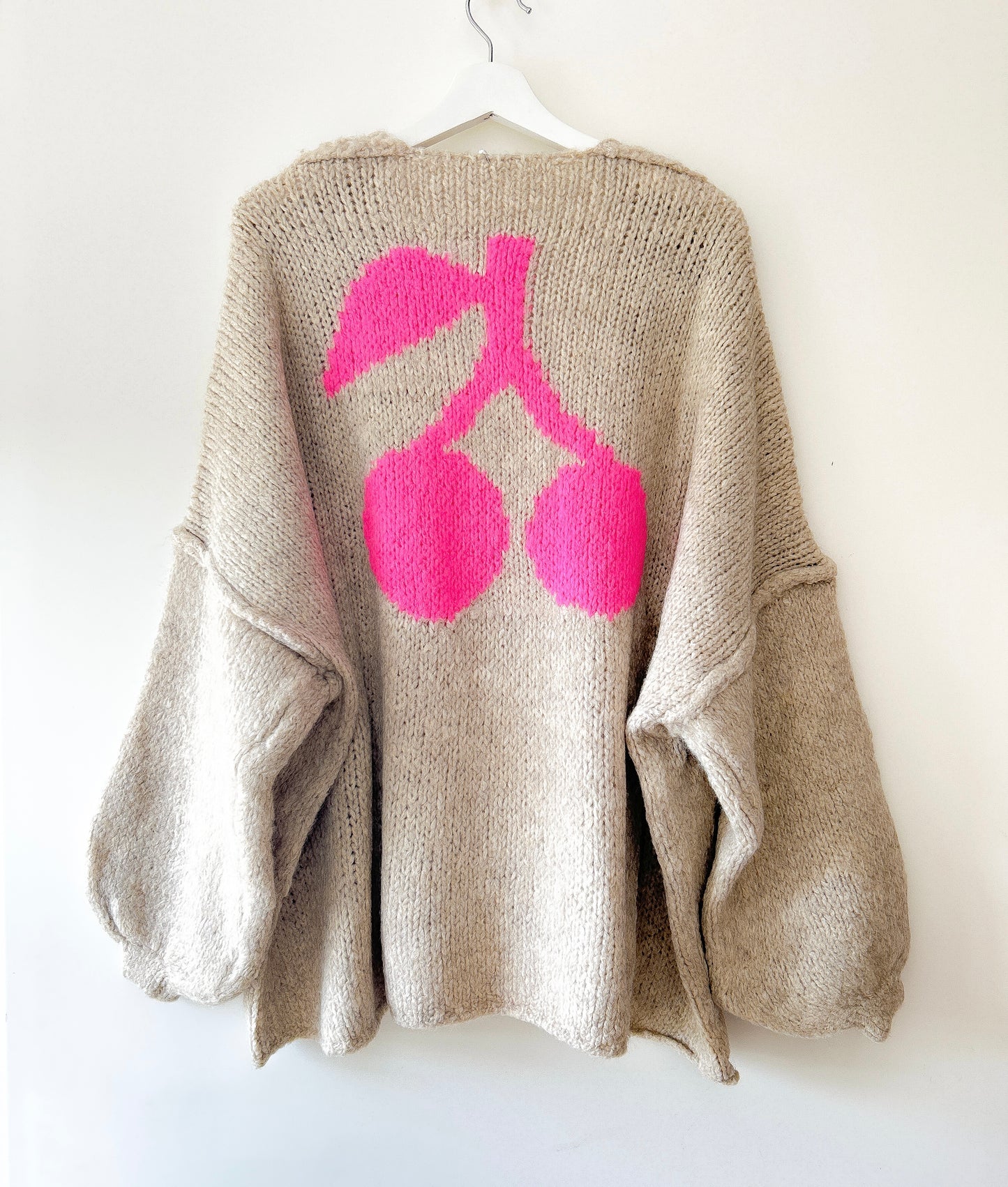 Knitted Vest Beige - Lola cherry beige/pink
