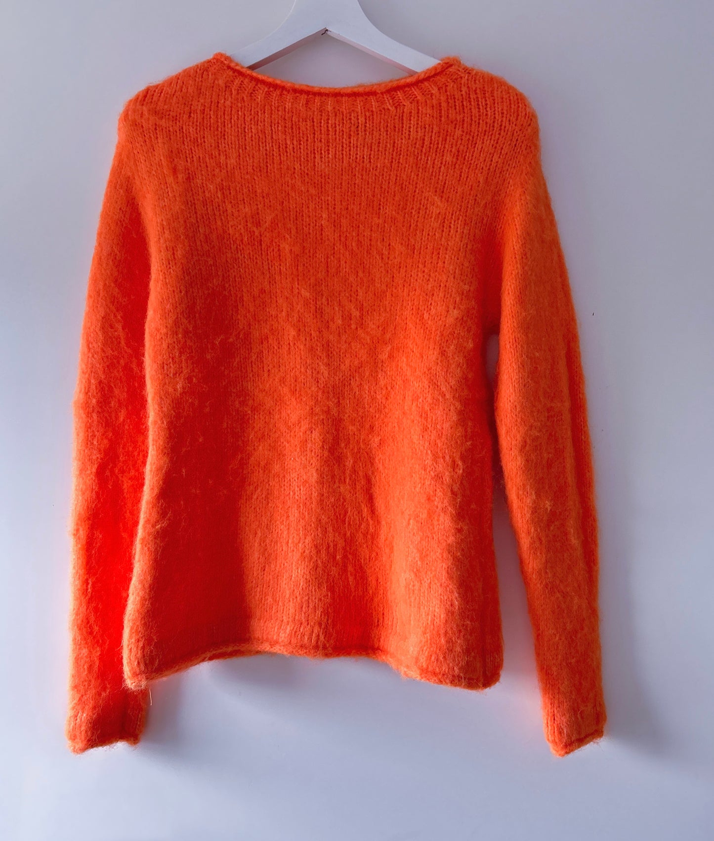 Neon orange jersey sweater round neck Zara