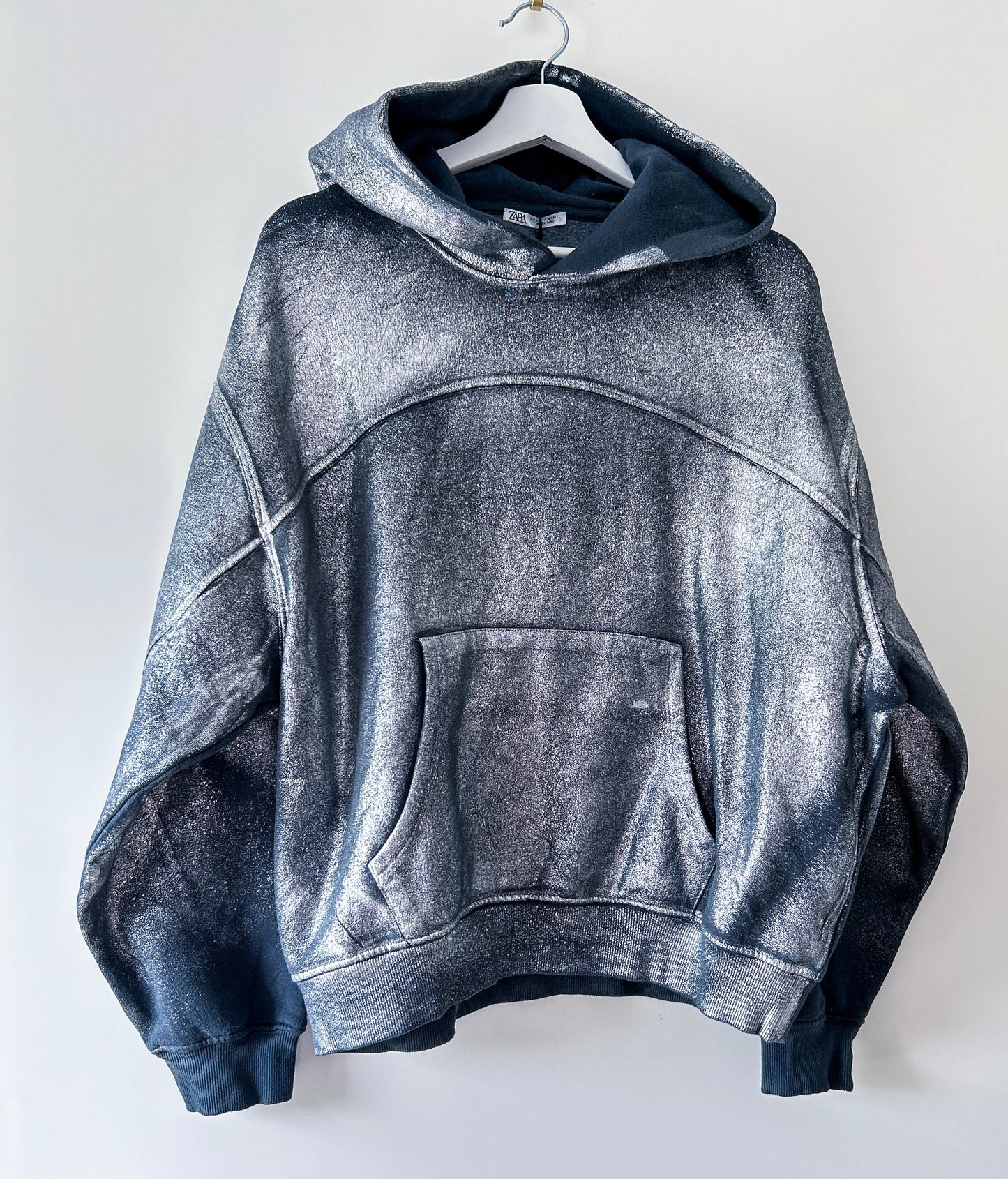 Metallic zwart/grijze hoodie Zara