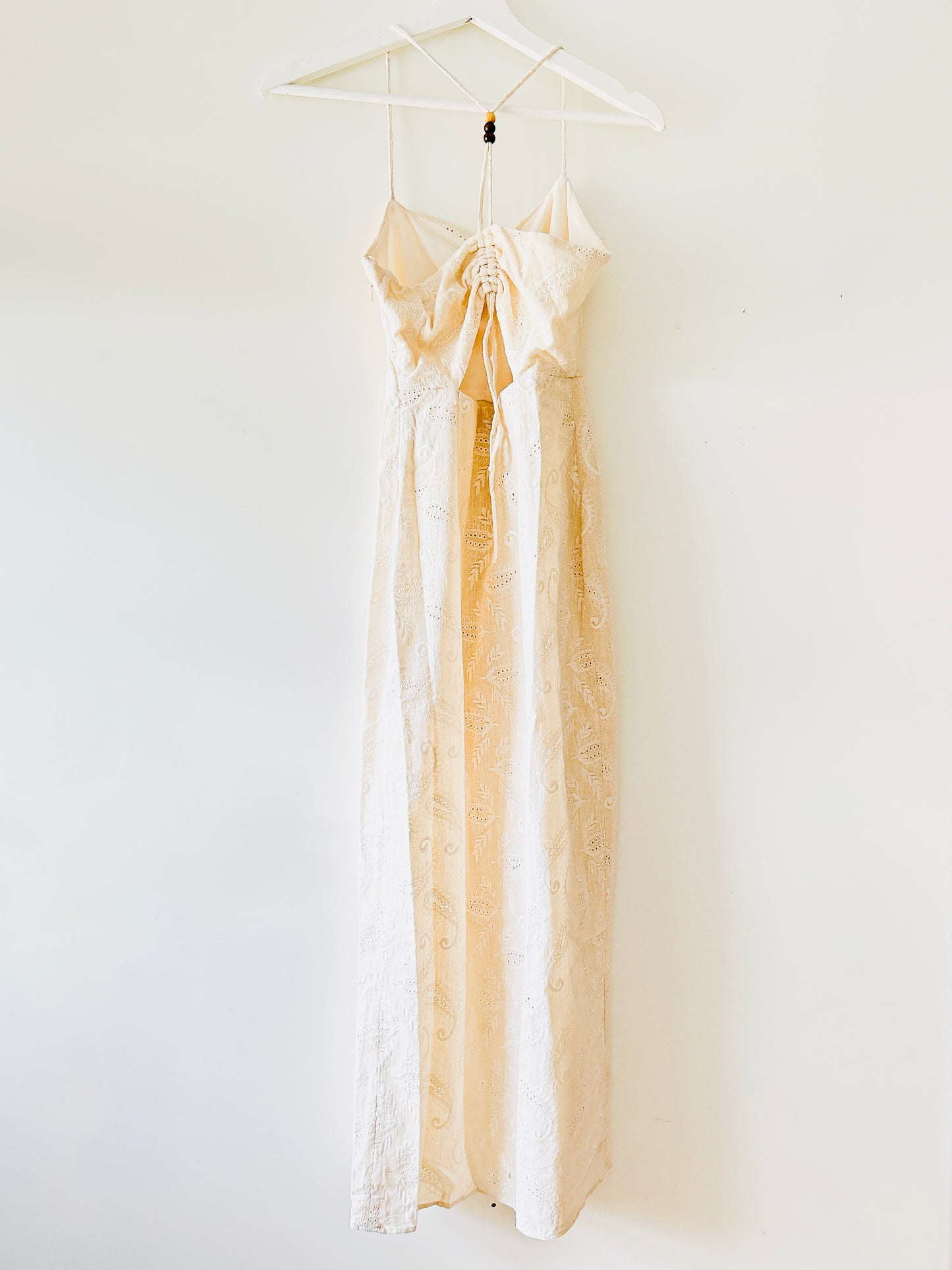 Ecru embroidered long dress Zara