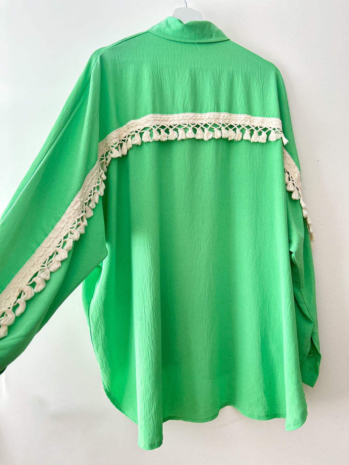 Neon-groene oversized blouse met borduur