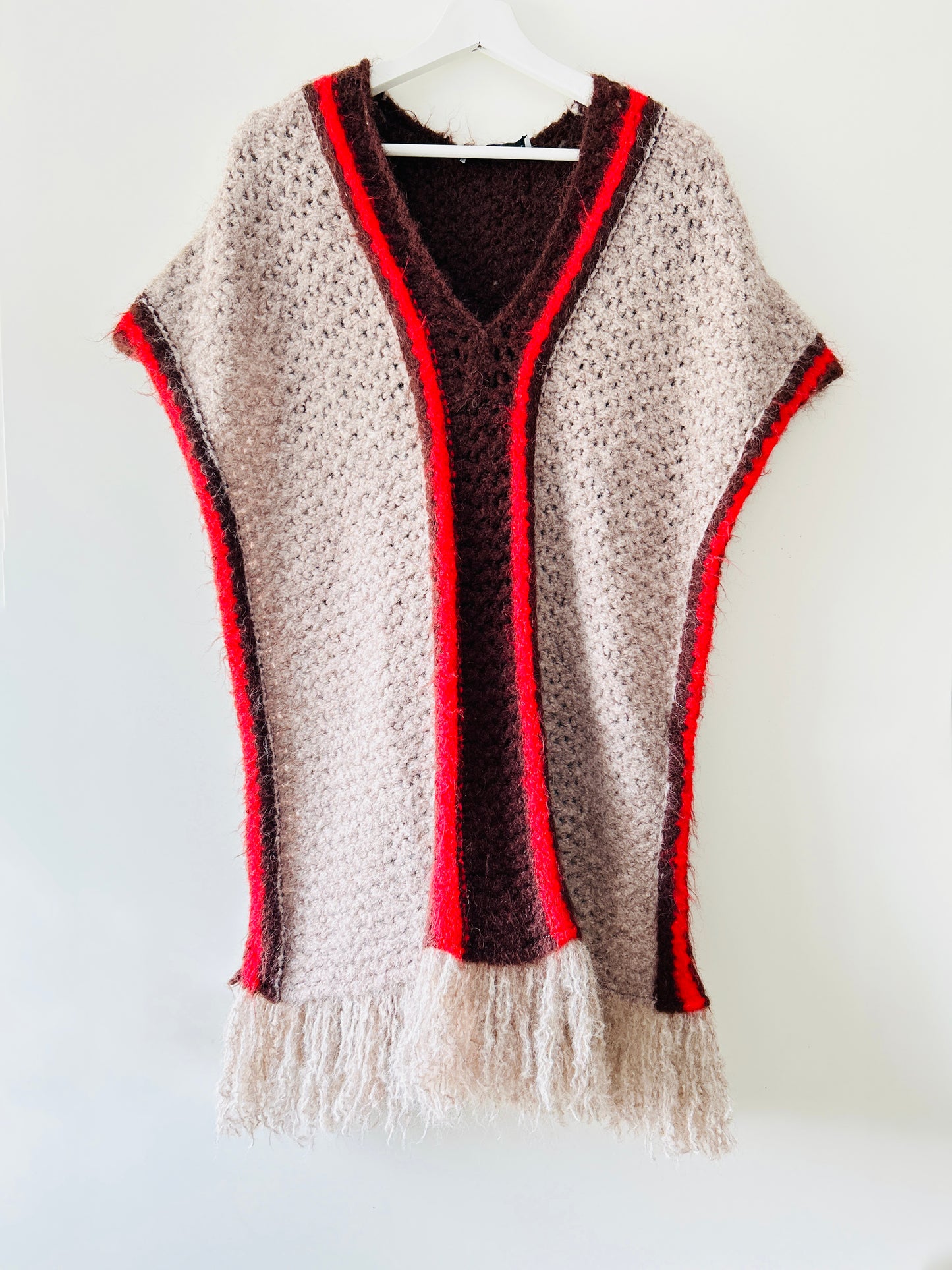 Poncho bohème en laine Zara