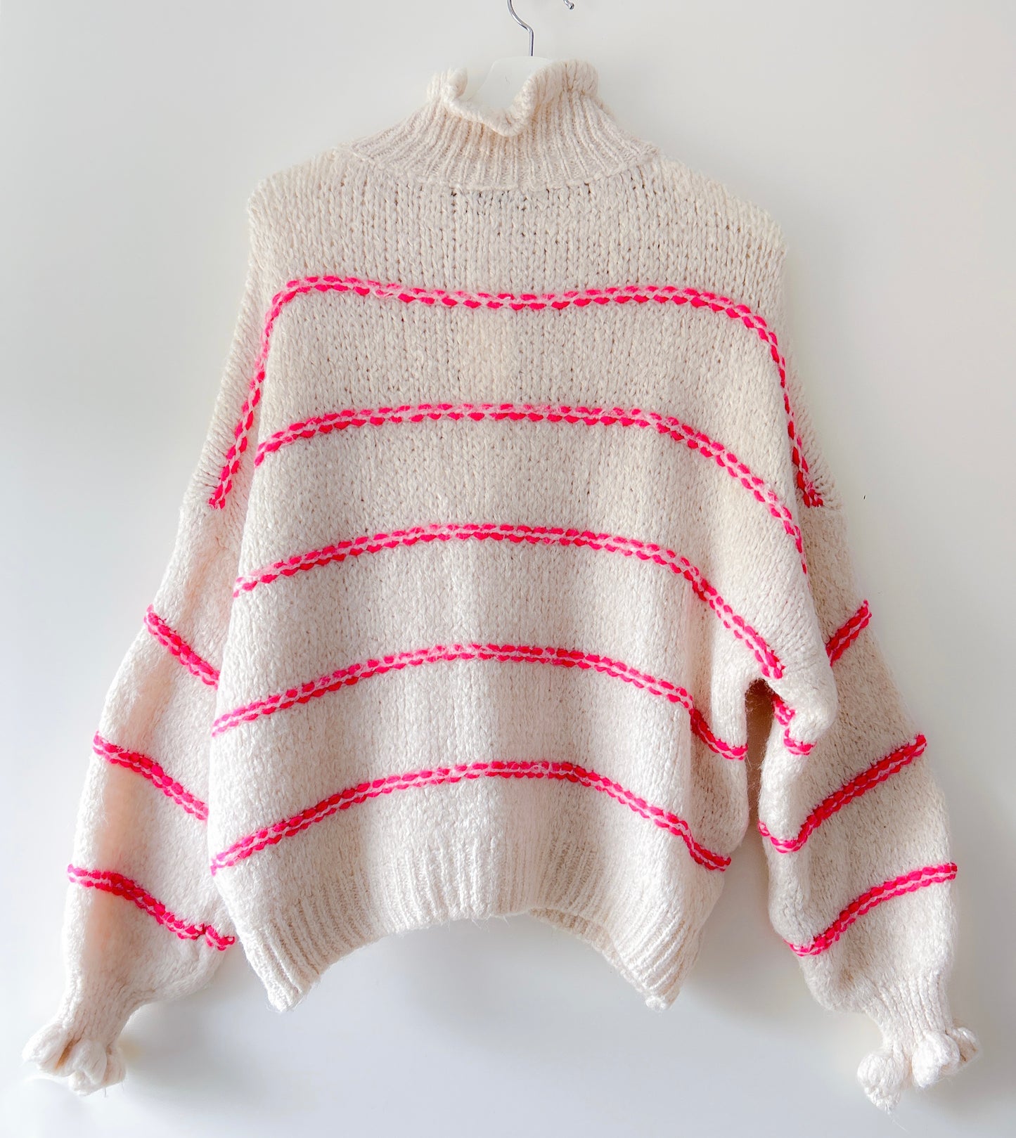 Vest - Ruffle chique neon-roze streep
