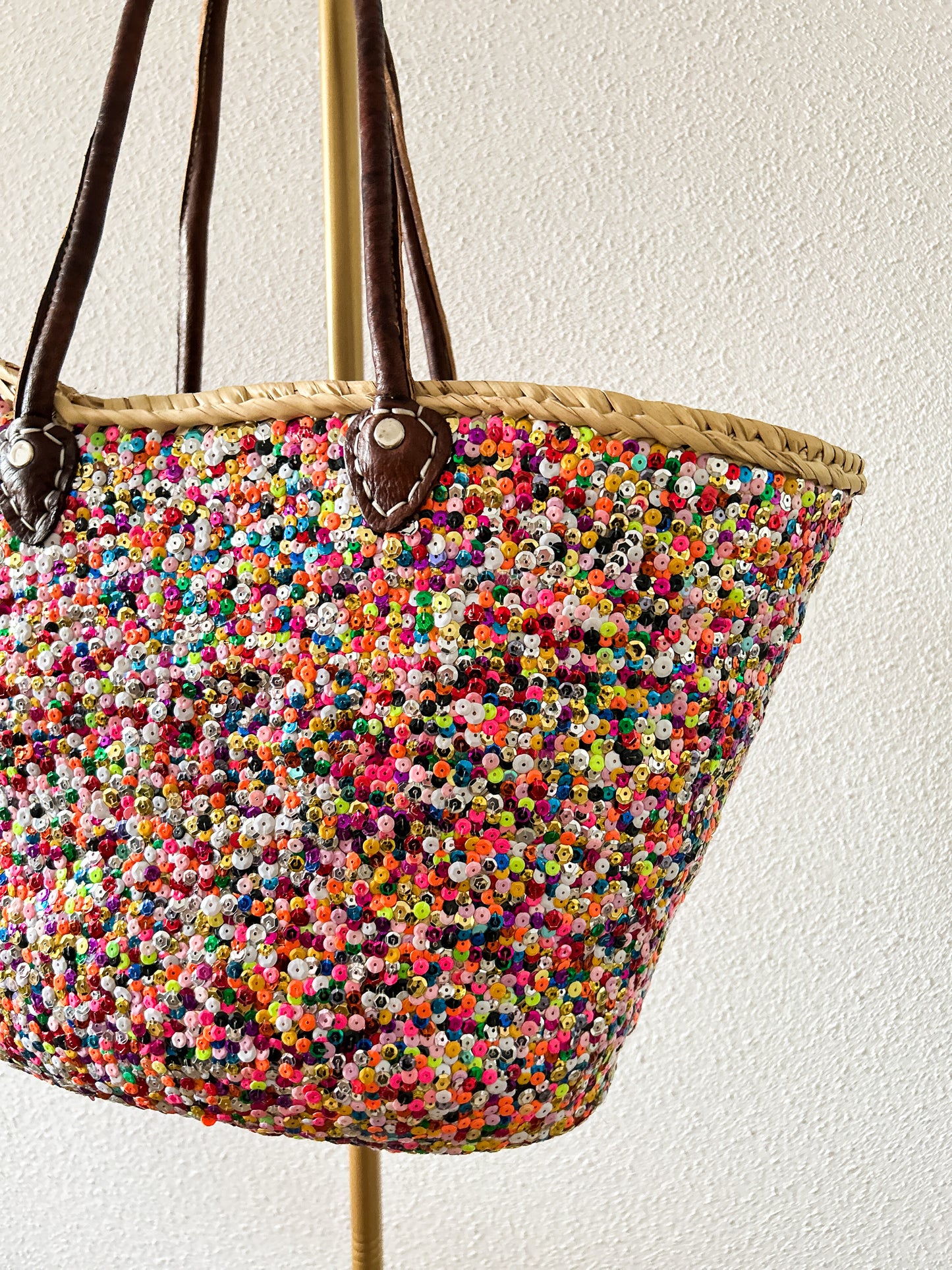 Multicolor paarse lovertjes strandtas