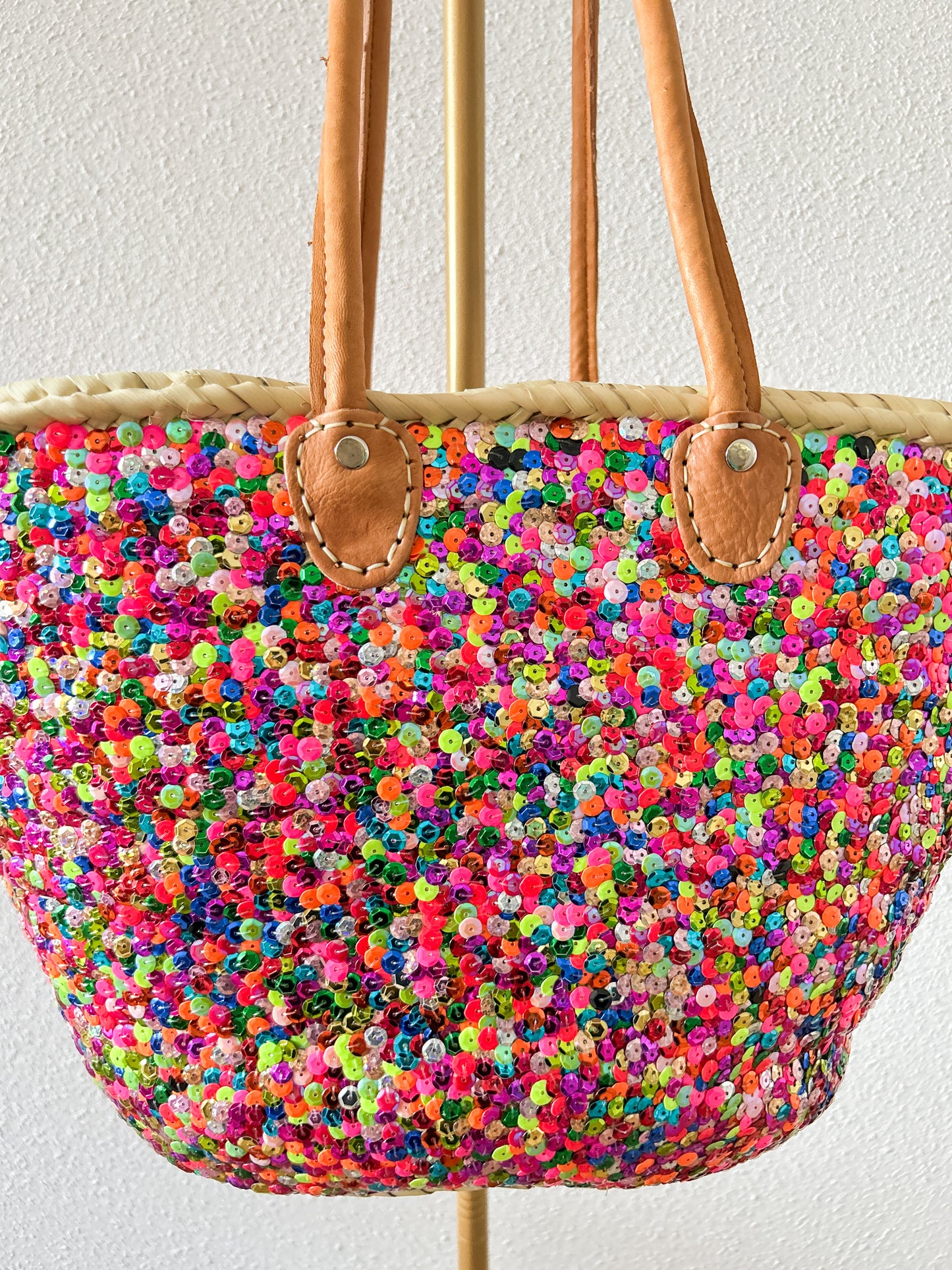 Neon-pink lovertjes strandtas