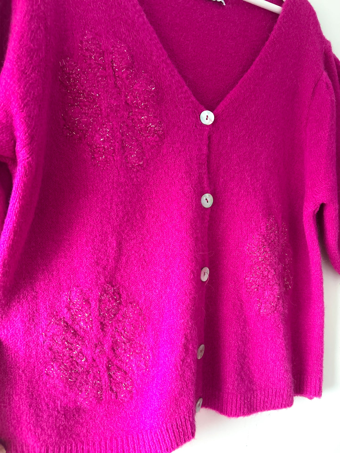 Knitted vest - Dina fuchsia/gold