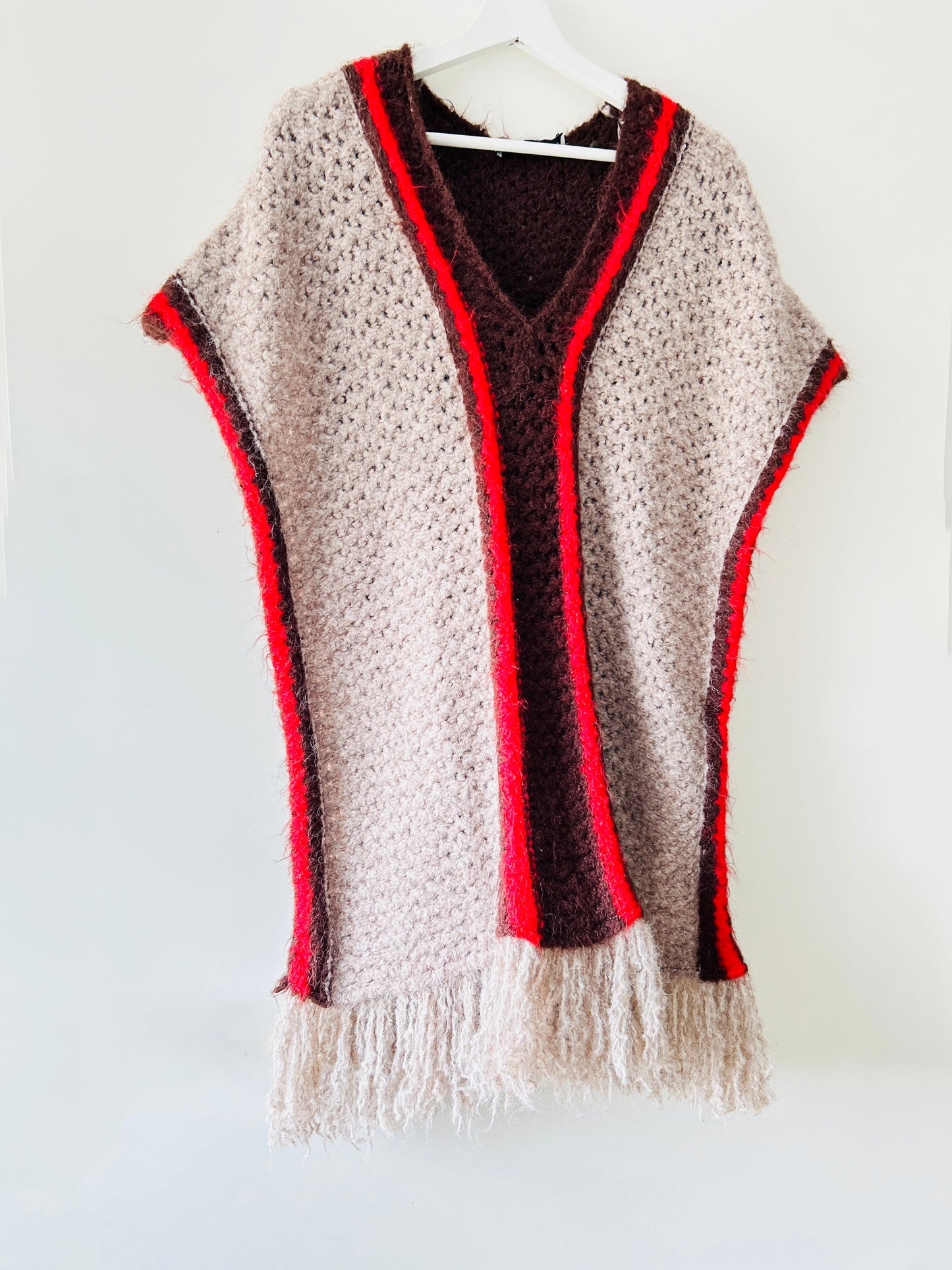 Poncho bohème en laine Zara