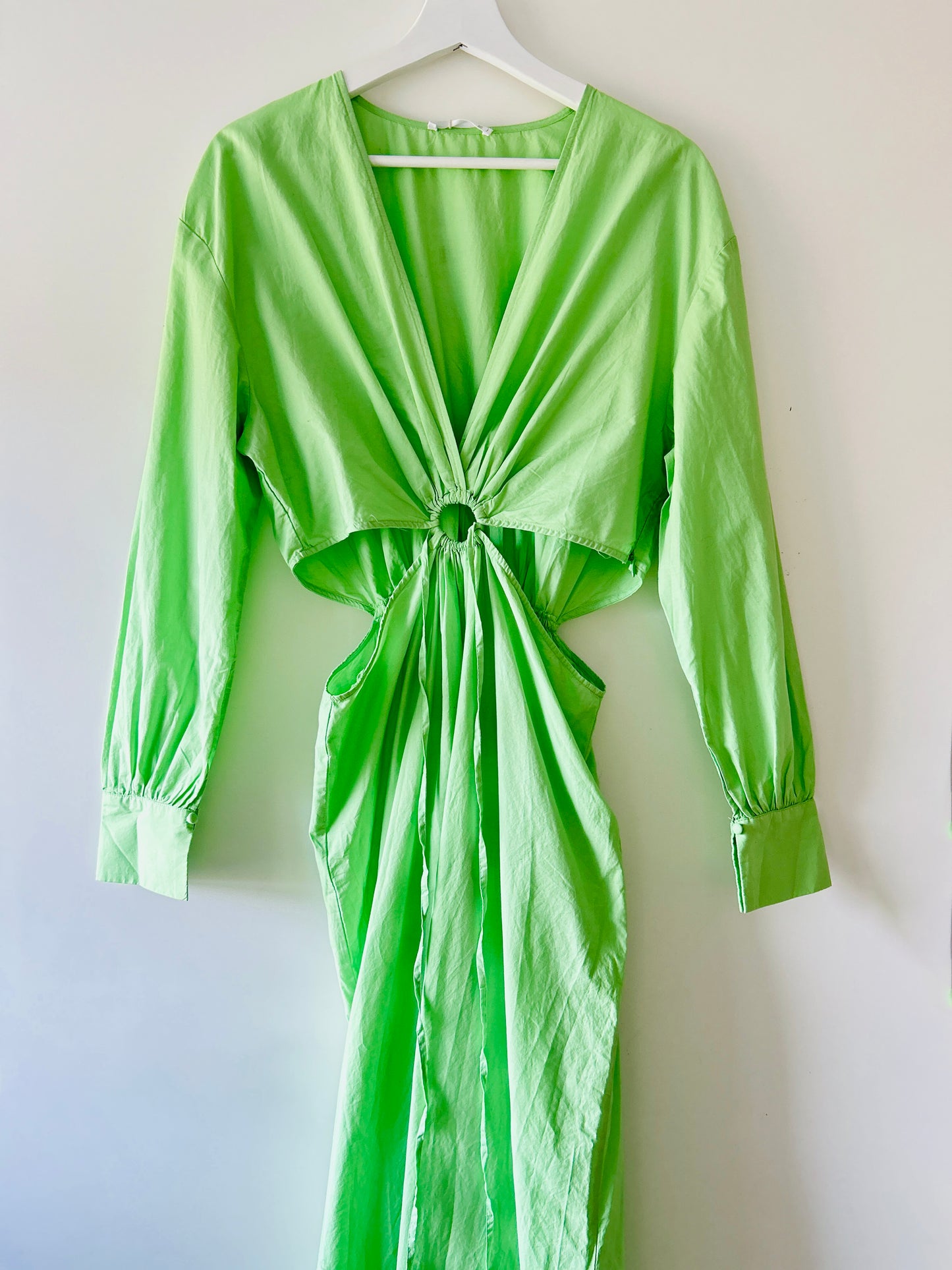 Bright green long dress Mango