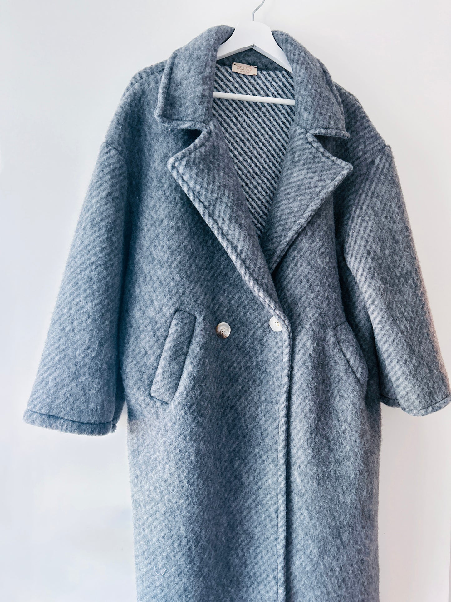 Manteau long en laine rayée - Liora Grey