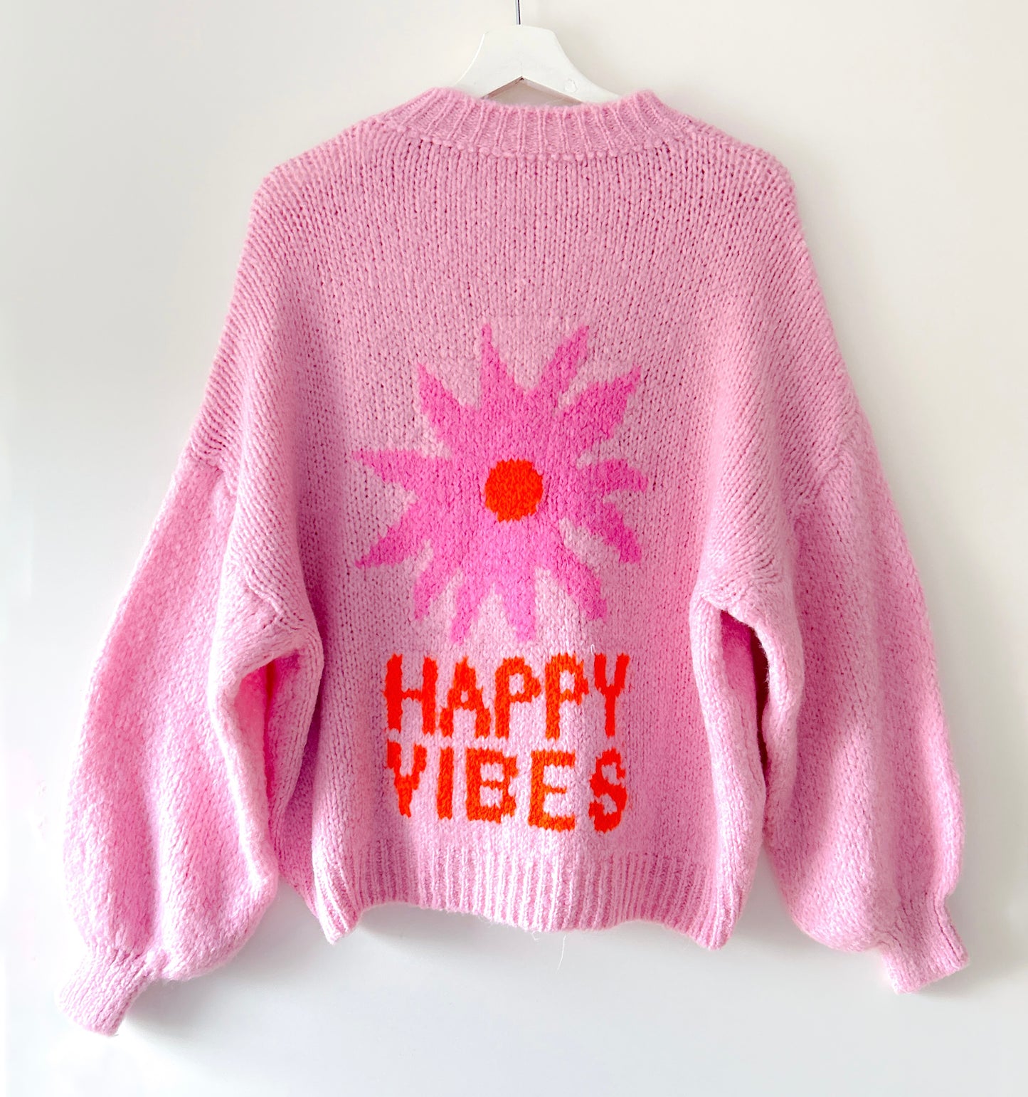 Trui - Happy Vibes lichtroze
