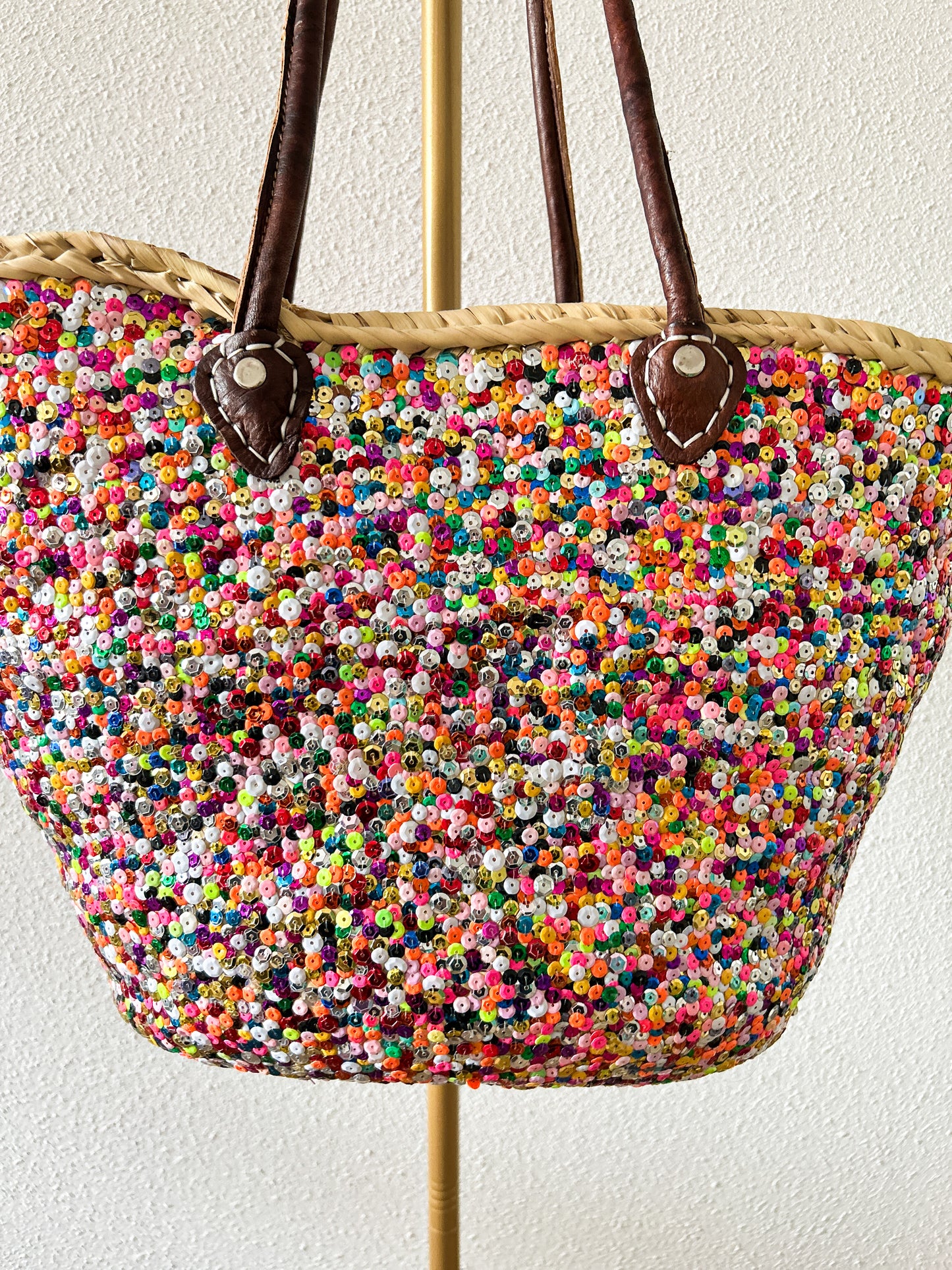 Multicolor paarse lovertjes strandtas