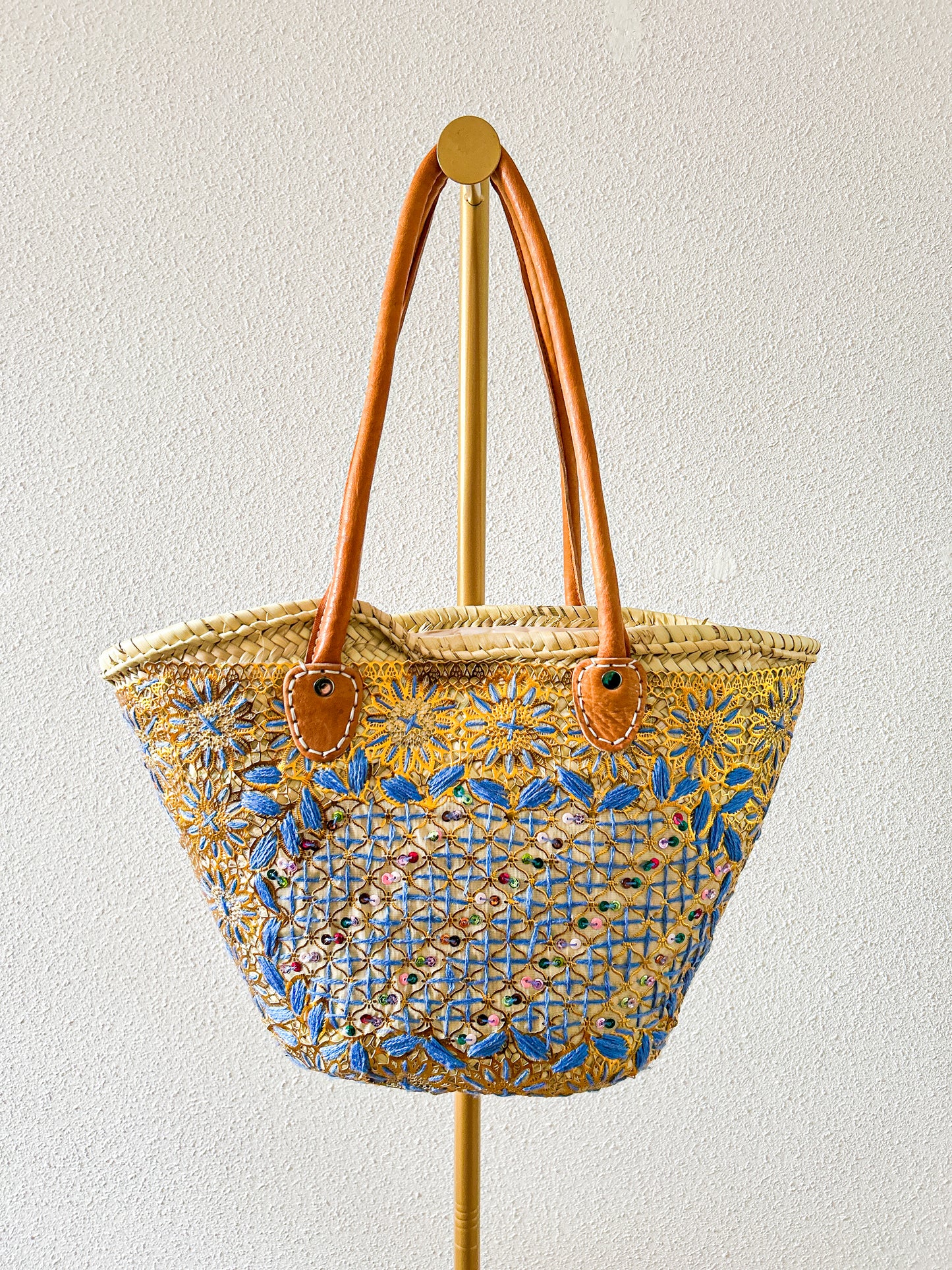 Sac de plage brodé violet