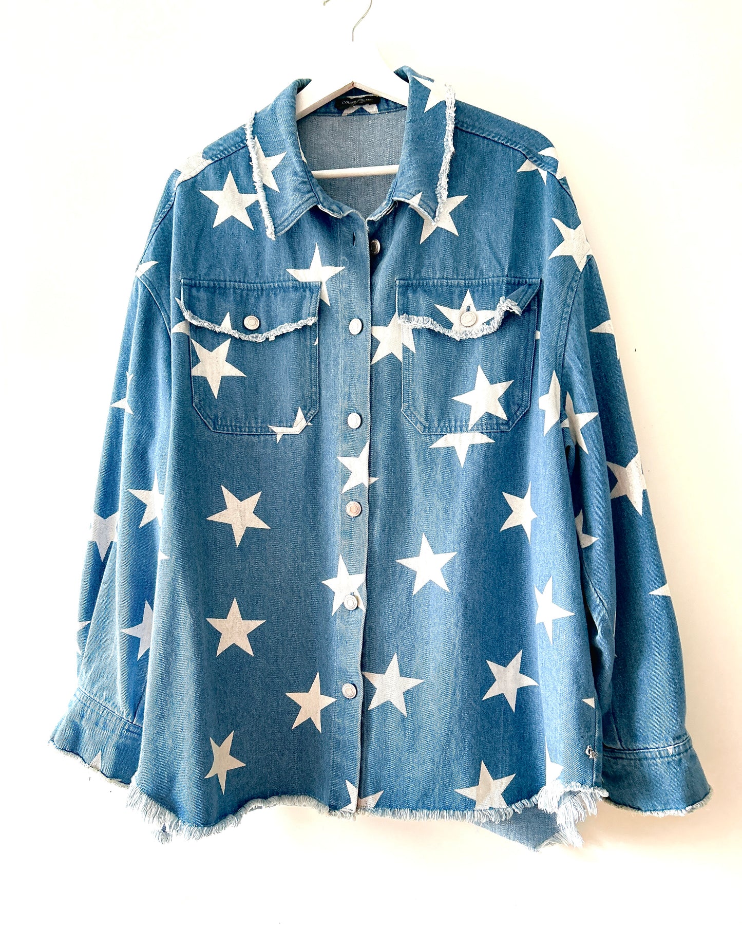 Denim overshirt/shacket with stars