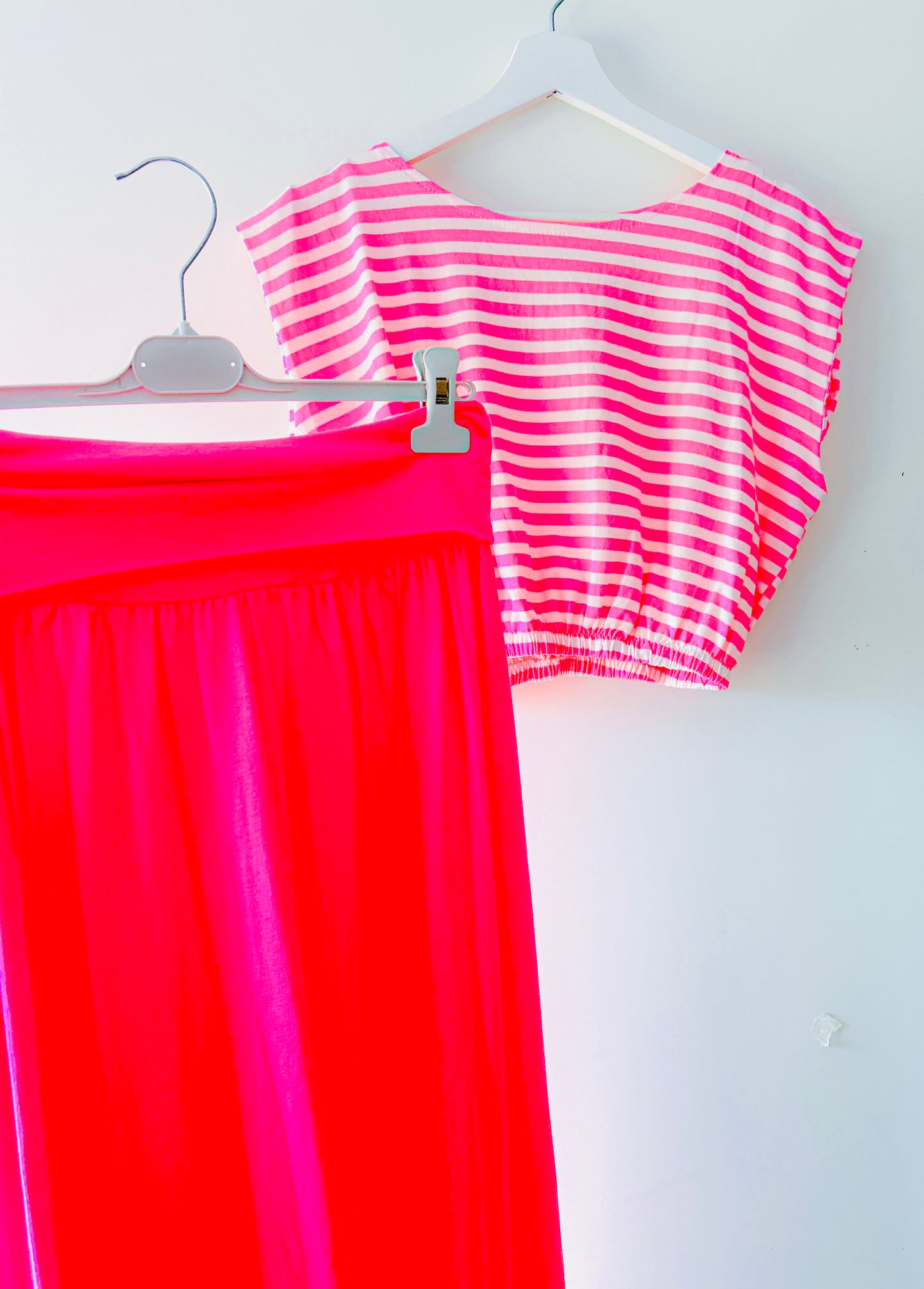 Tweedelige set - Neon-roze stripe