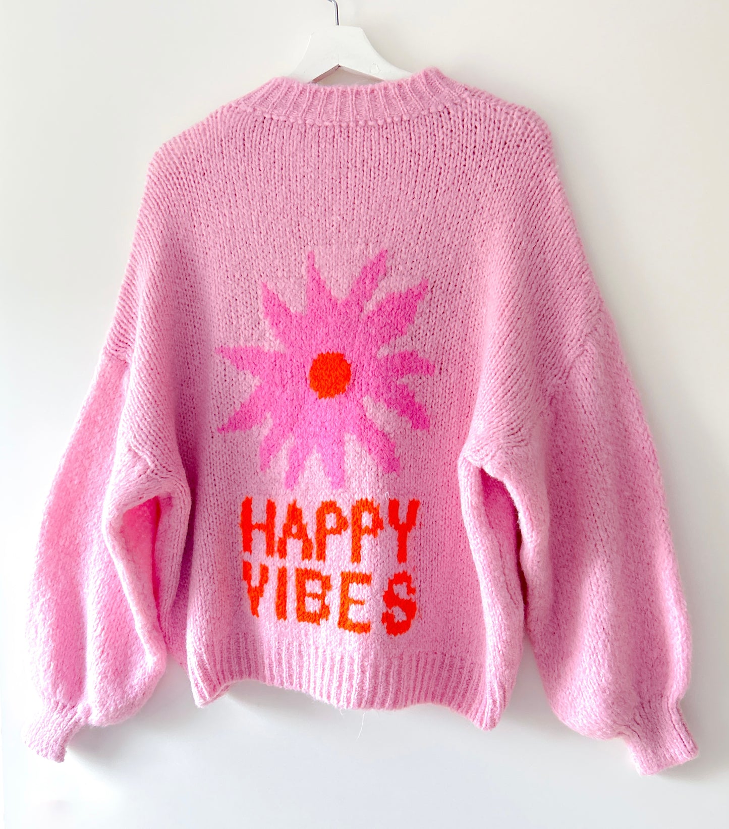 Trui - Happy Vibes lichtroze
