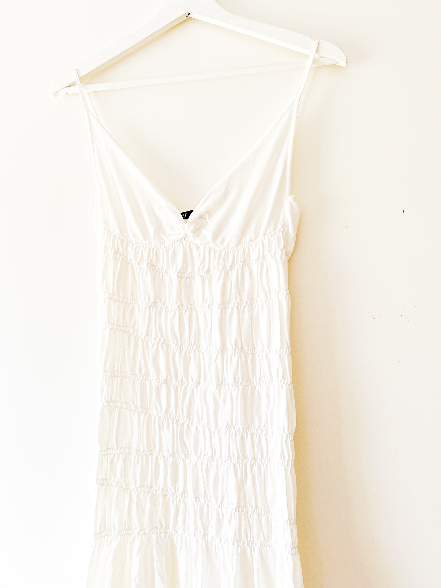 Robe longue blanche extensible à côtes Zara