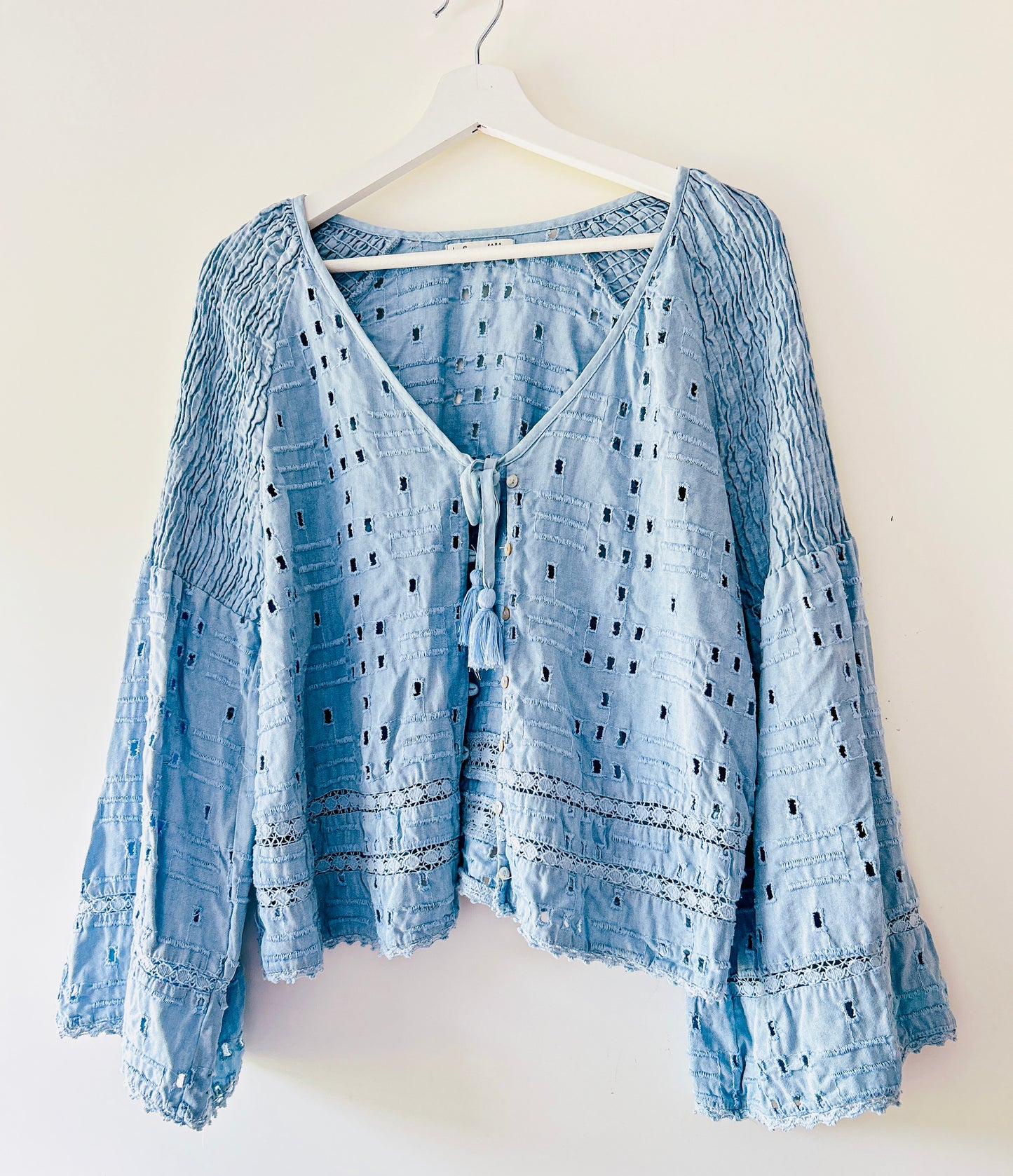 Gilet en coton bleu clair Zara