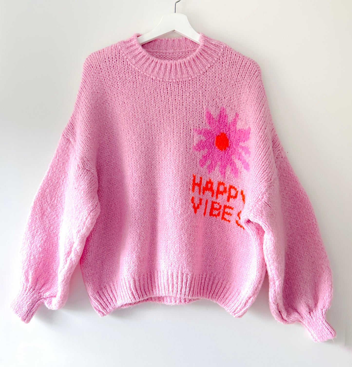 Trui - Happy Vibes lichtroze