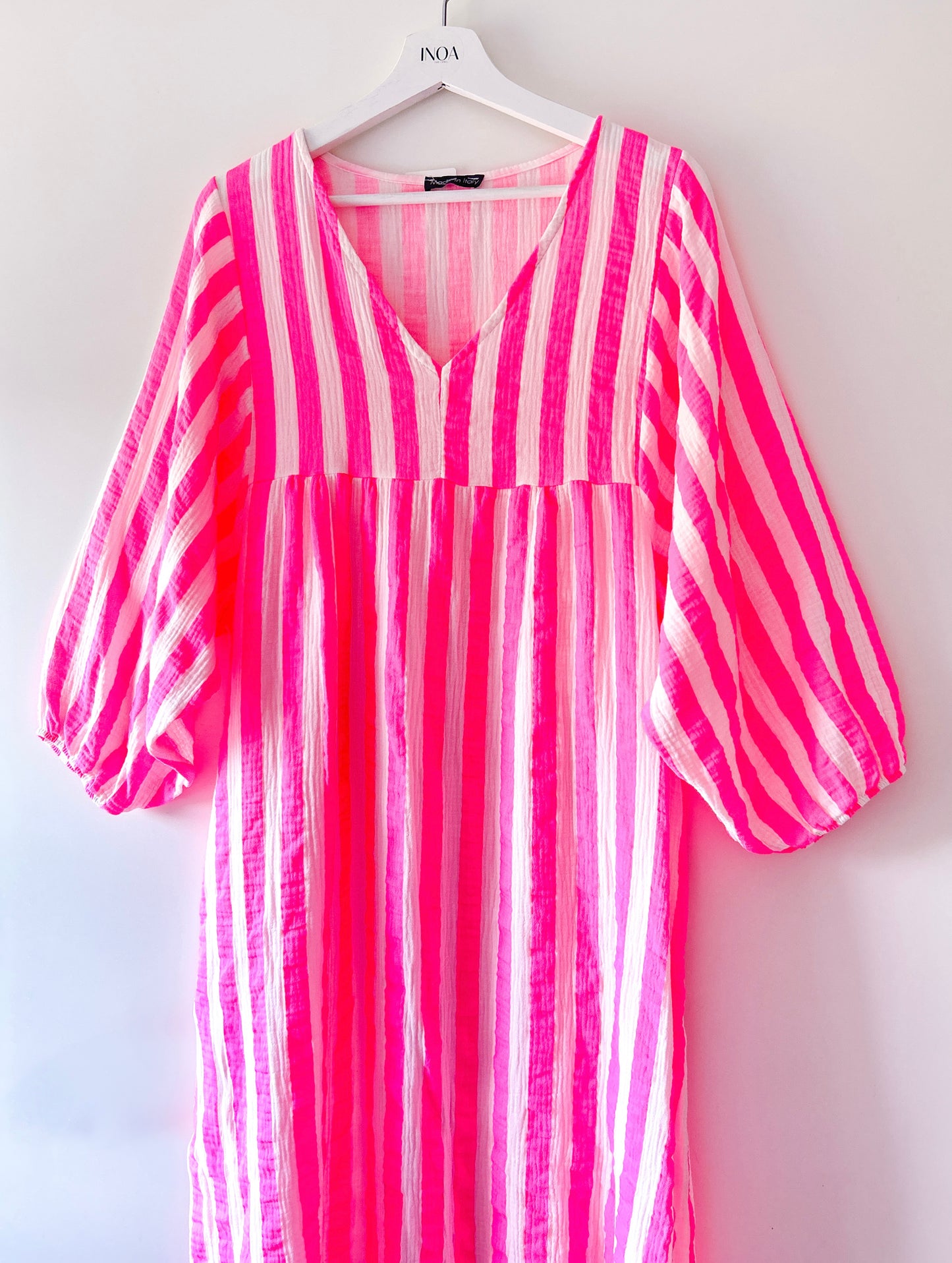 Lange jurk - Elza neon-roze