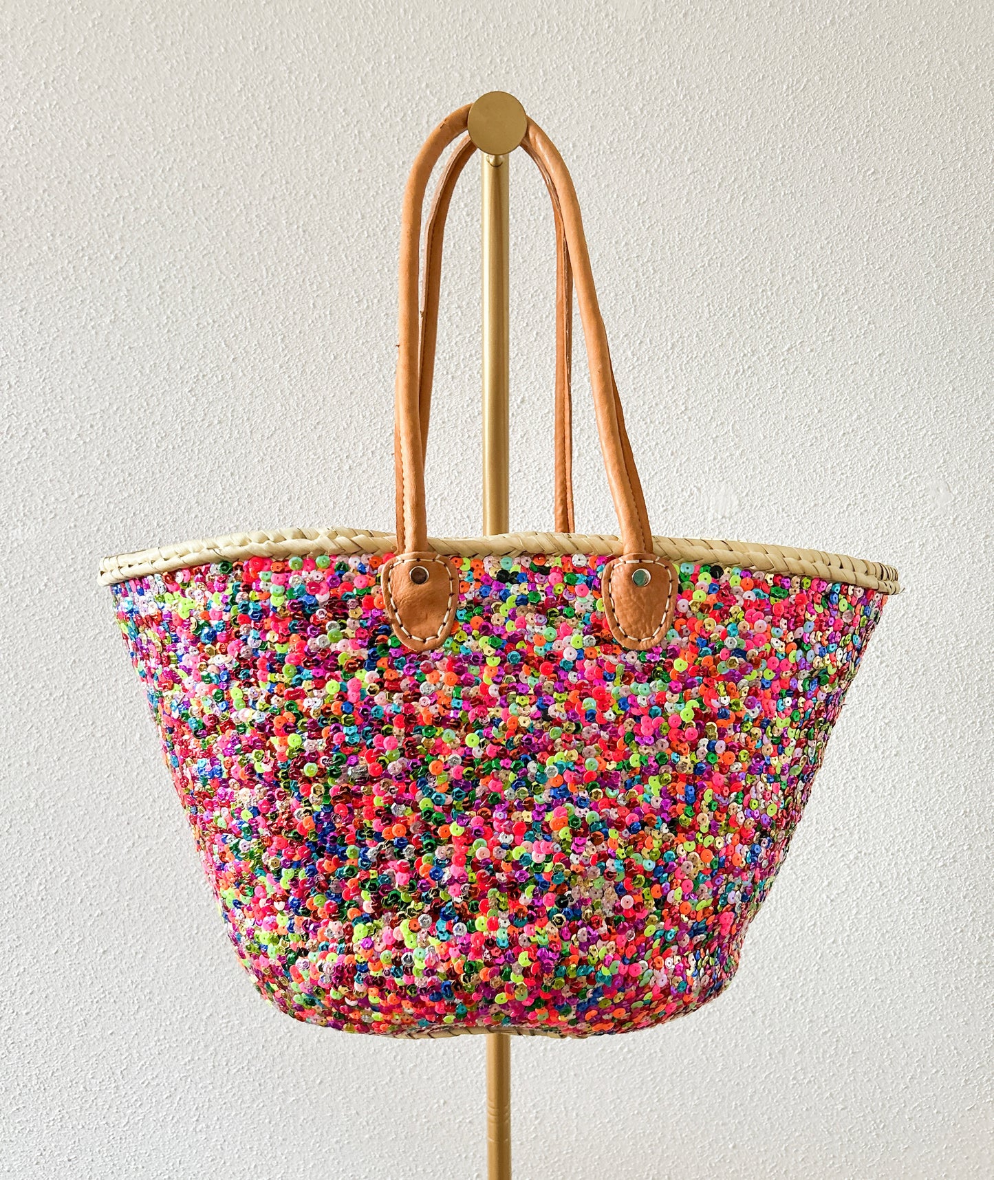 Neon-pink lovertjes strandtas