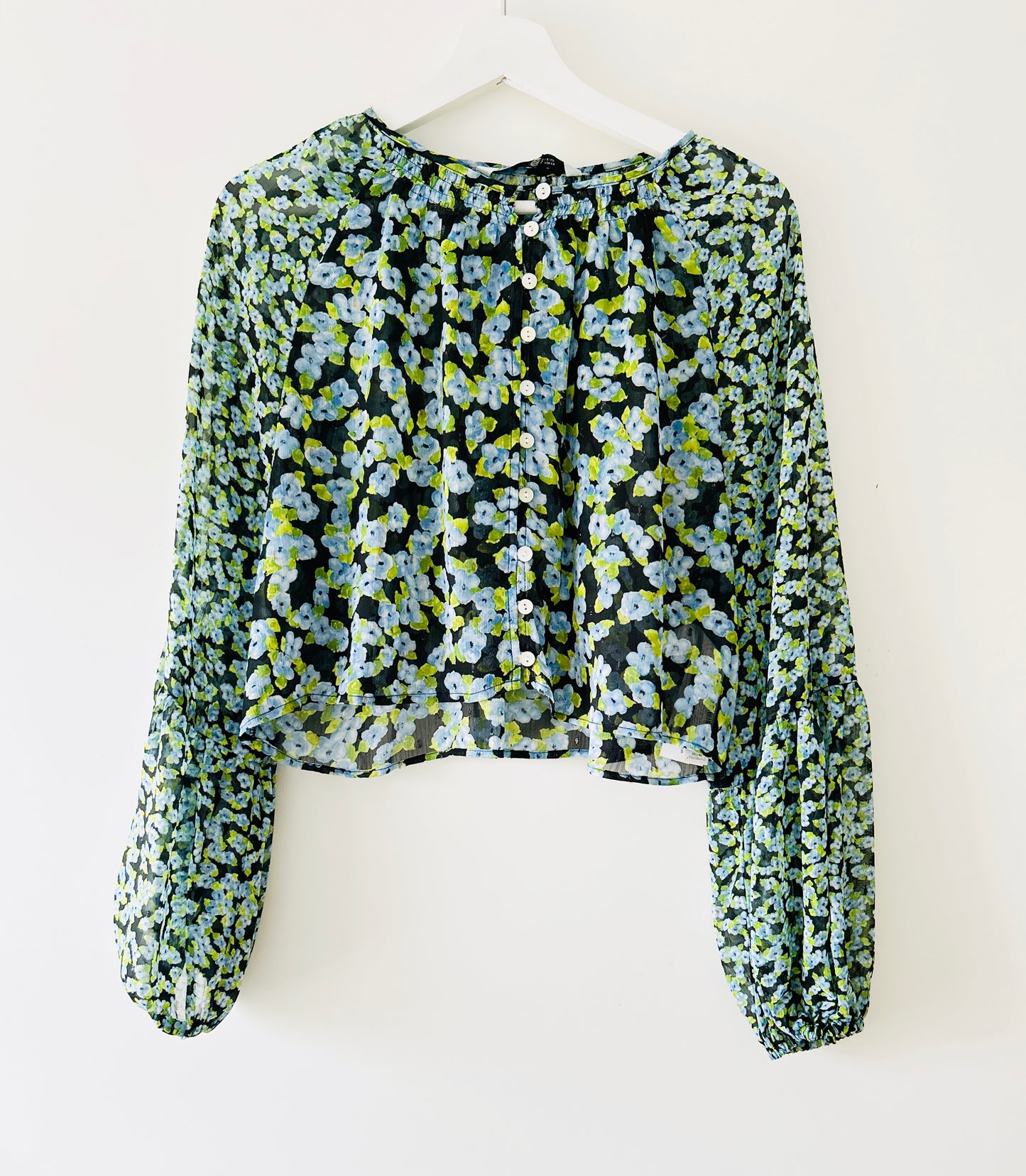 Blouse crop top verte Zara