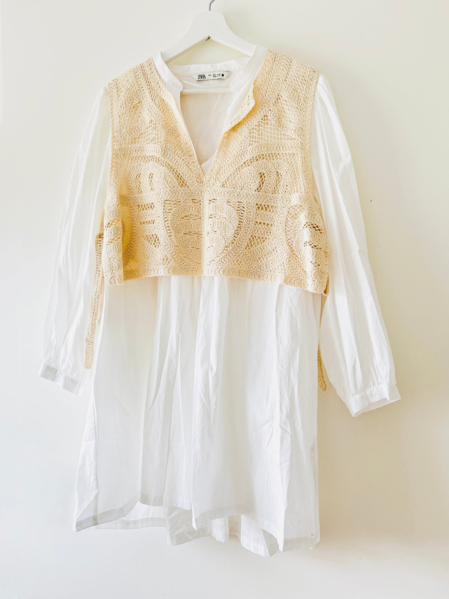 Crochet shirt dress with pinafore Zara