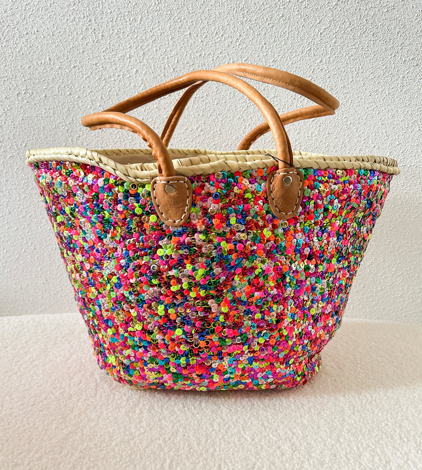 Neon-pink lovertjes strandtas