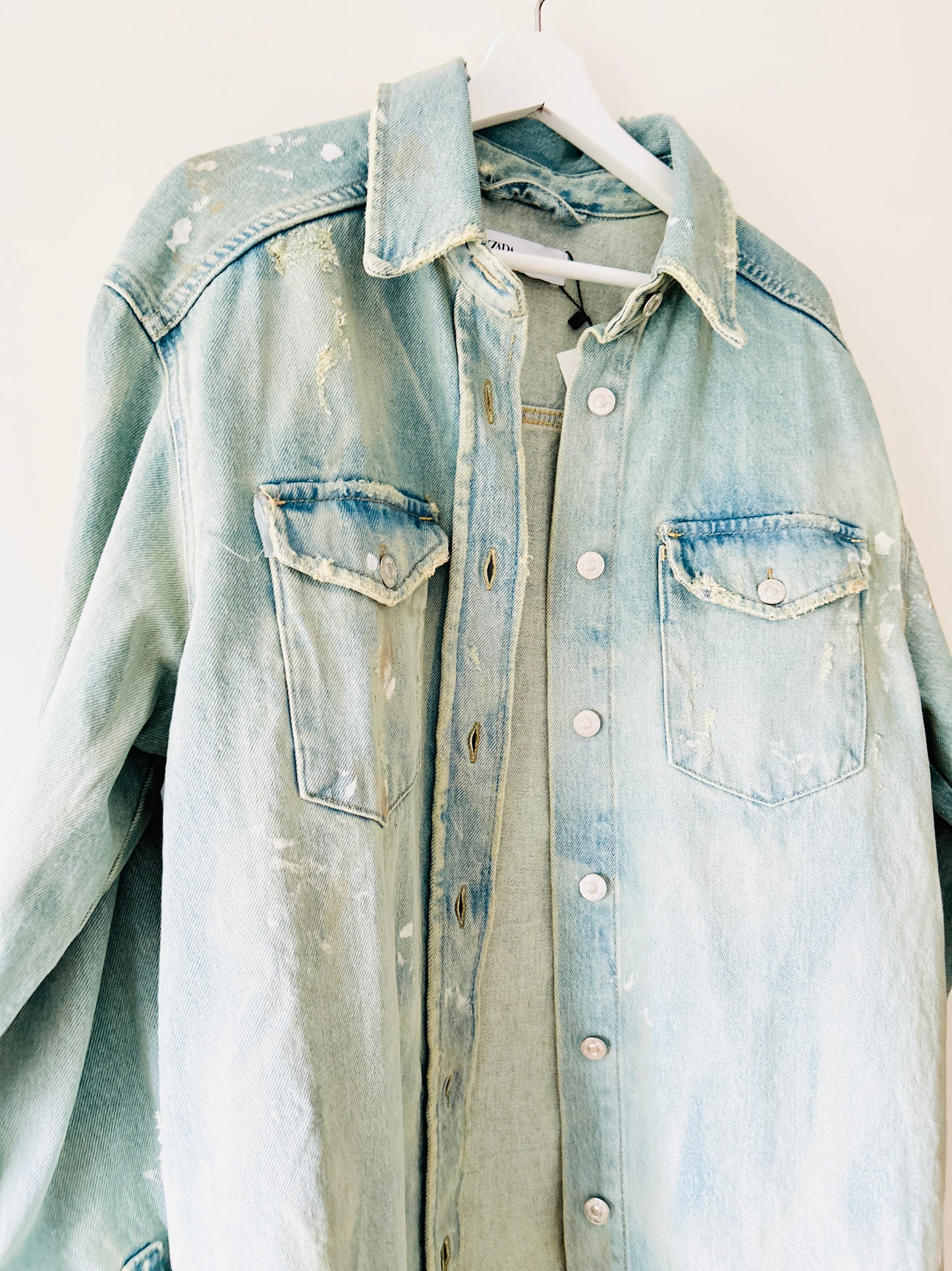 Denim long overshirt/shacket Zara