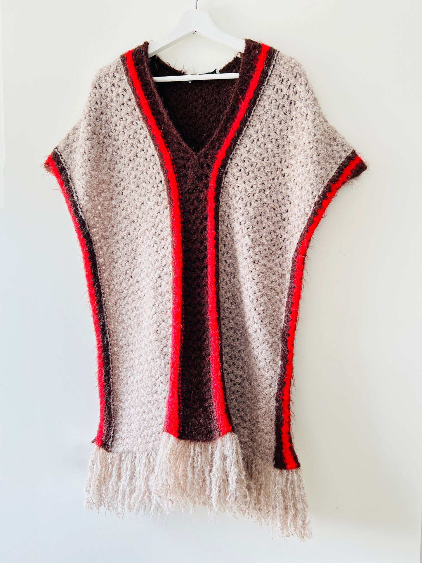 Poncho bohème en laine Zara