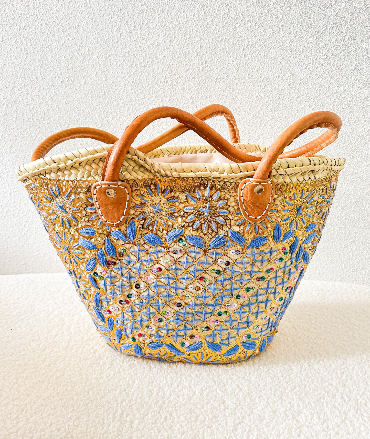 Sac de plage brodé violet