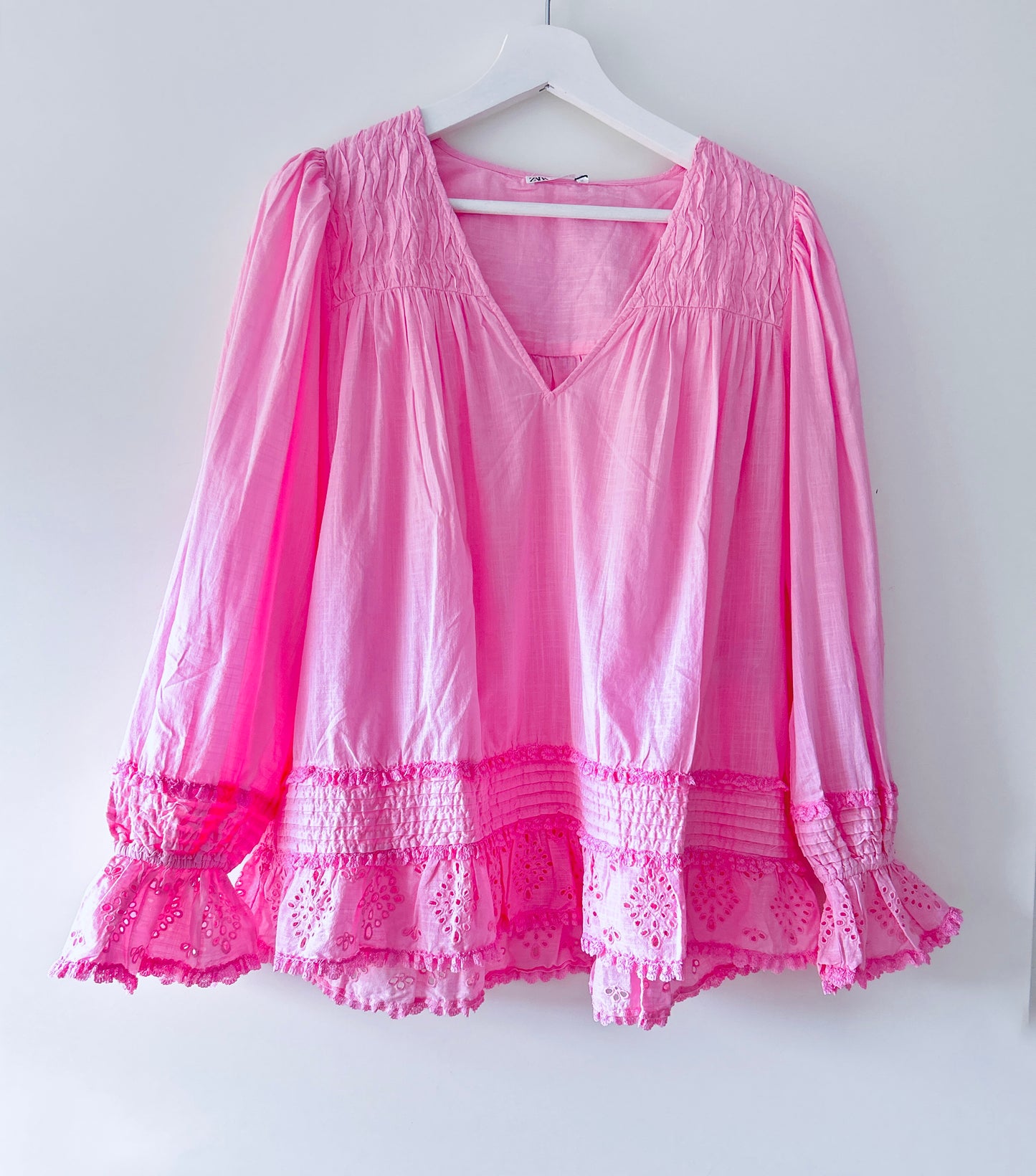 Roze geborduurde blouse Zara