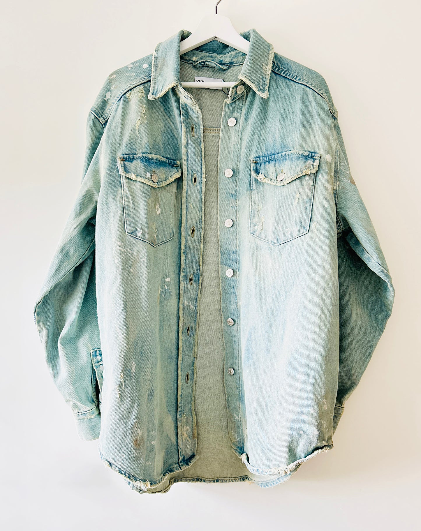 Denim long overshirt/shacket Zara