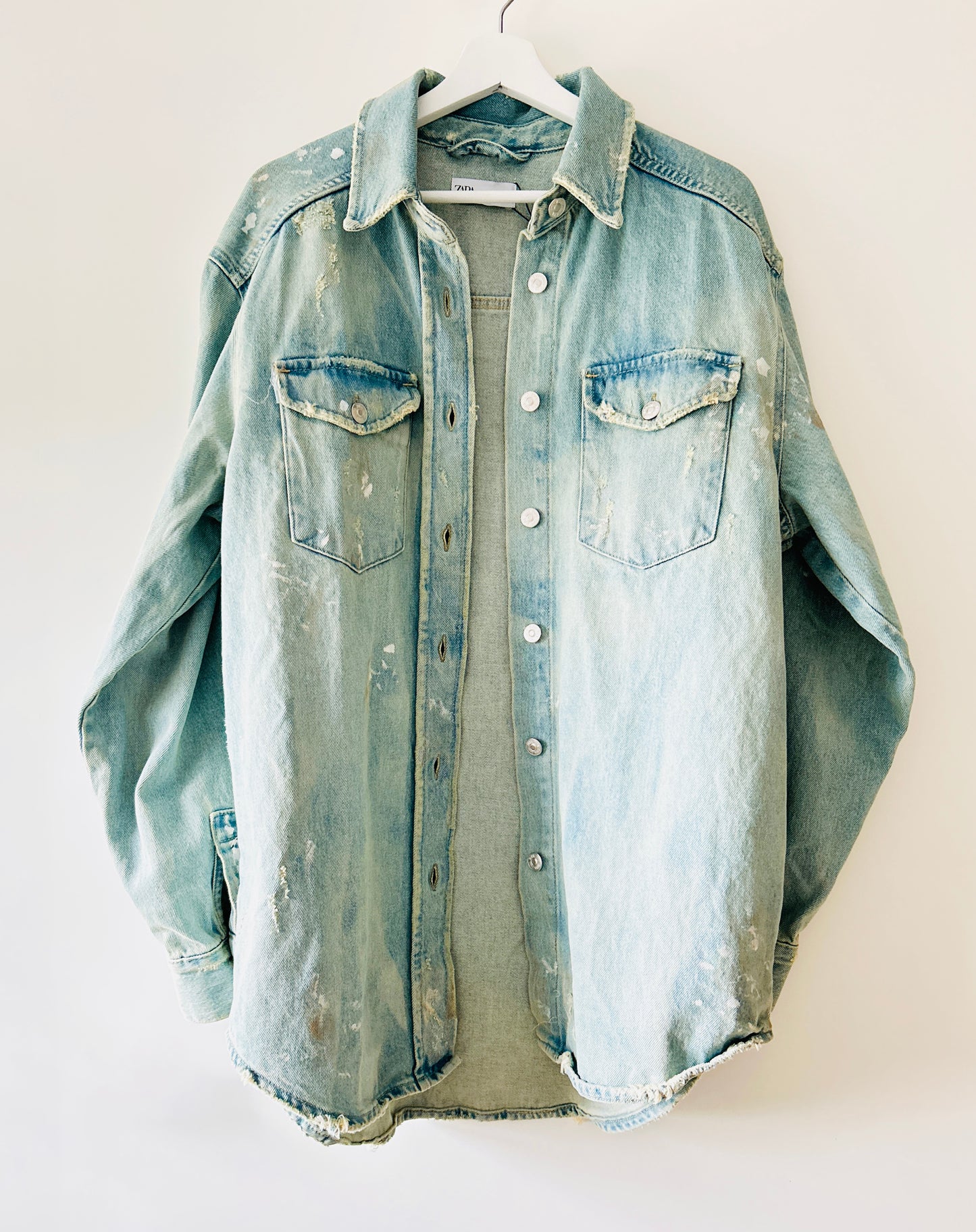 Denim long overshirt/shacket Zara