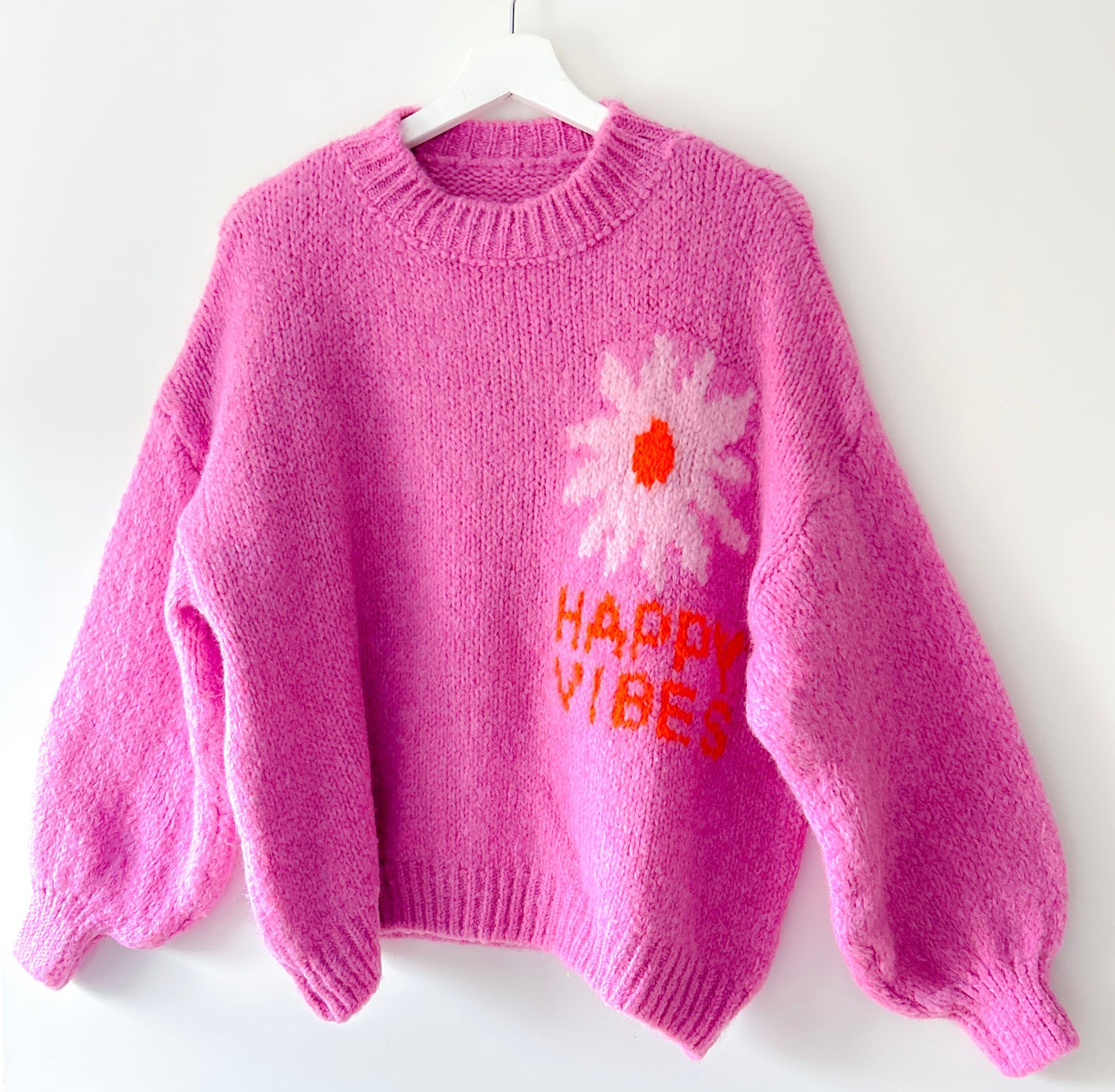 Trui - Happy Vibes roze