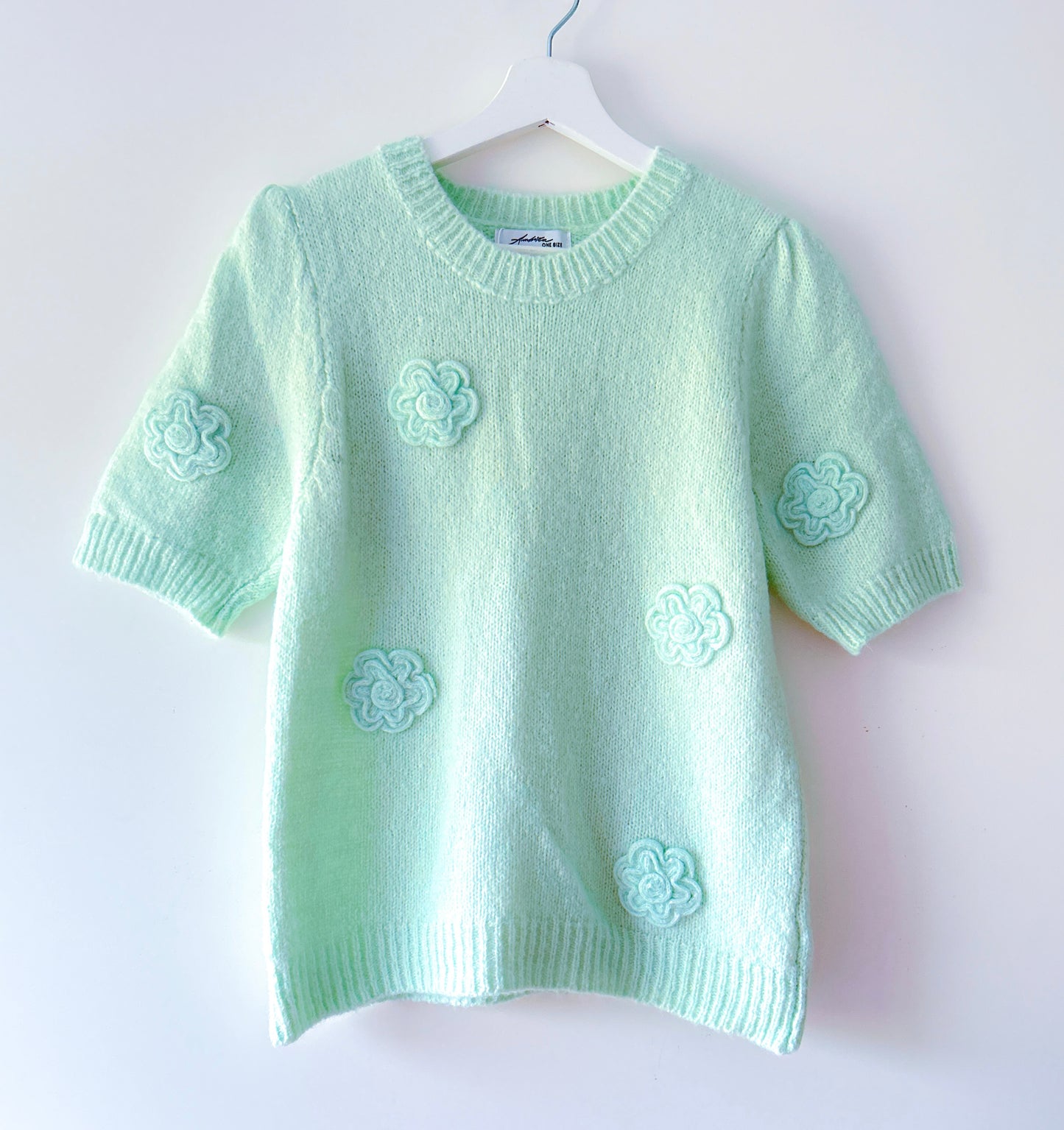 Trui - Floral mintgroen