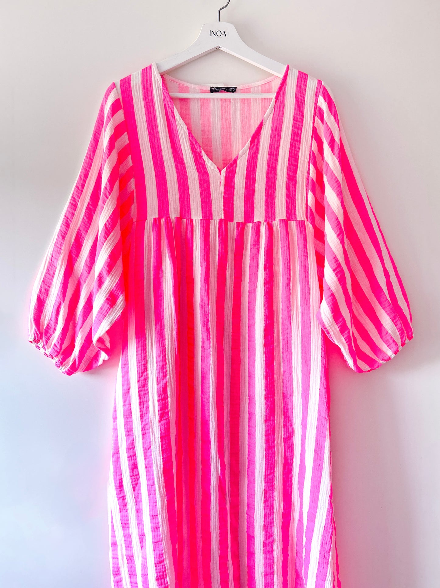 Lange jurk - Elza neon-roze