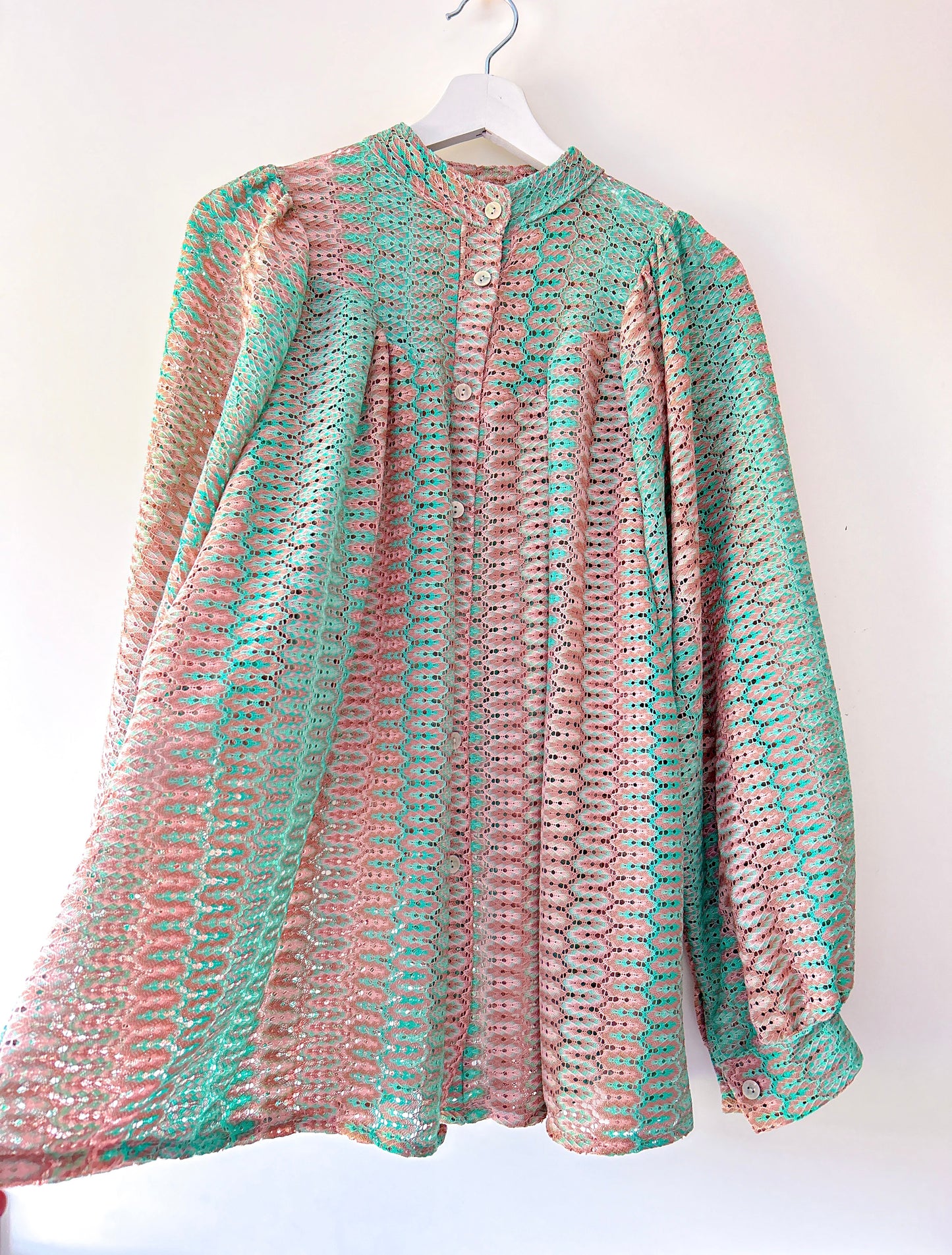 Blouse - Hailey mintgroen/roze