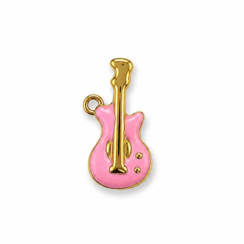 ♡ Neon roze gitaar bedel
