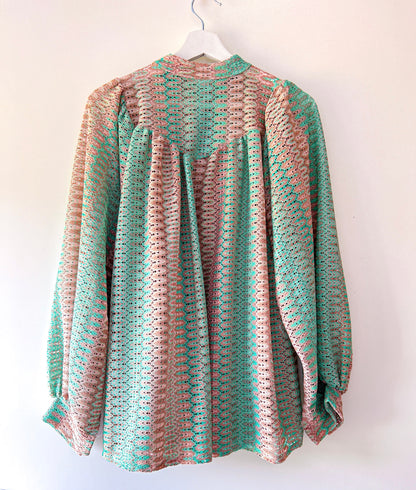 Blouse - Hailey mint green/pink