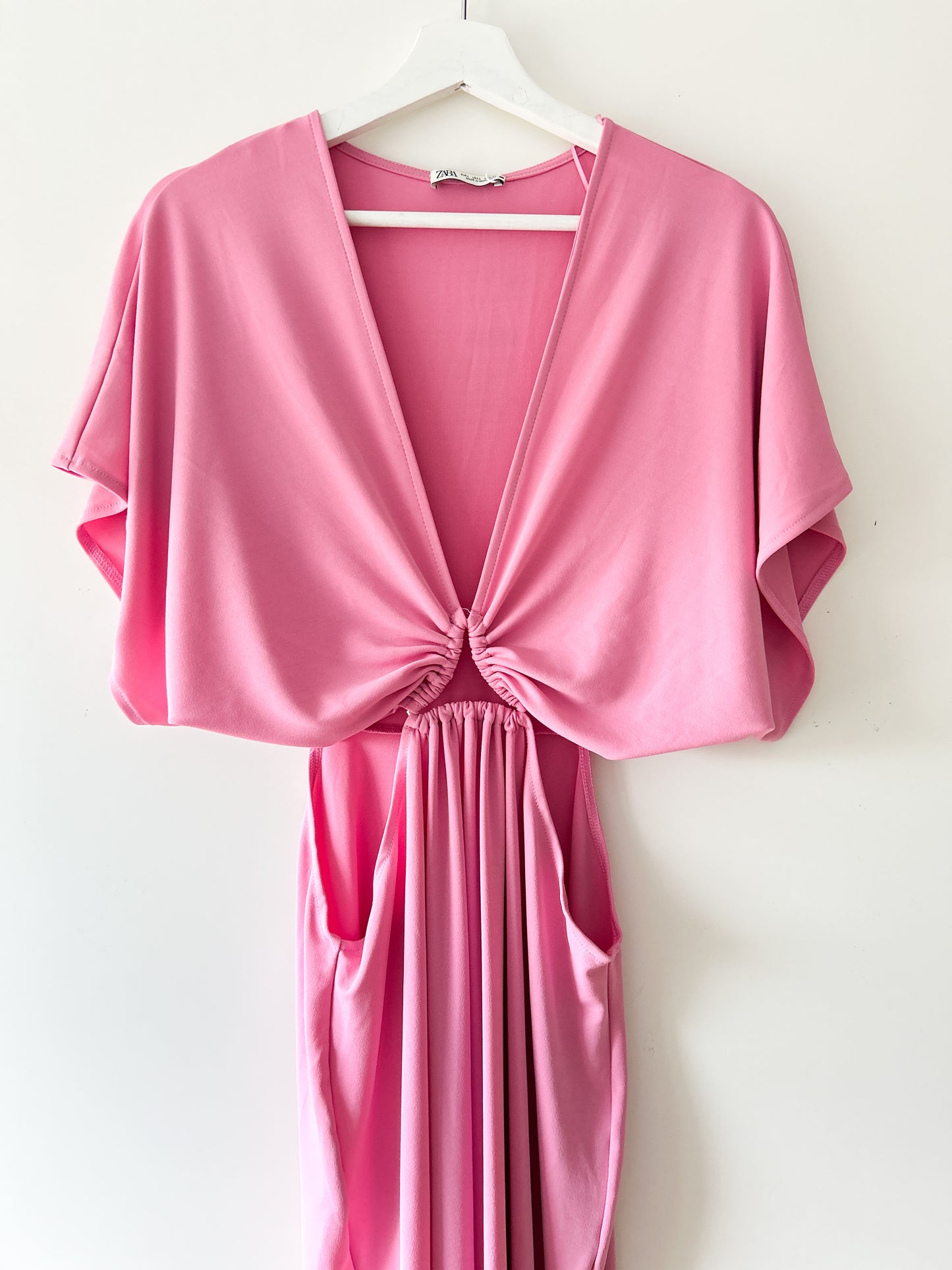 Pink long dress with open sides Zara