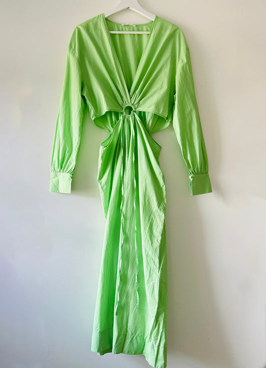 Bright green long dress Mango