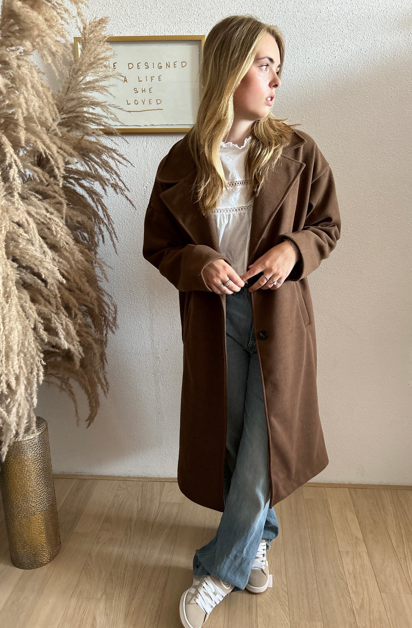 Mantel Jas - Nomi rib bruin