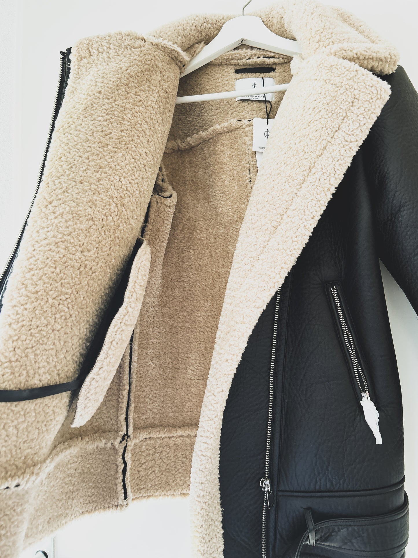 Biker Jacket Dark Brown With Taupe Colored Teddy Zara
