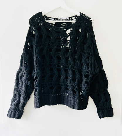 Black chunky knitted wool sweater Zara