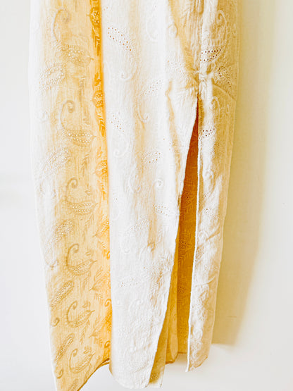 Ecru embroidered long dress Zara