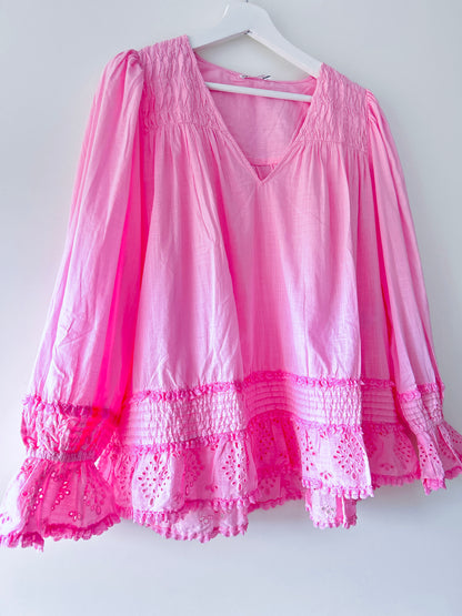 Roze geborduurde blouse Zara
